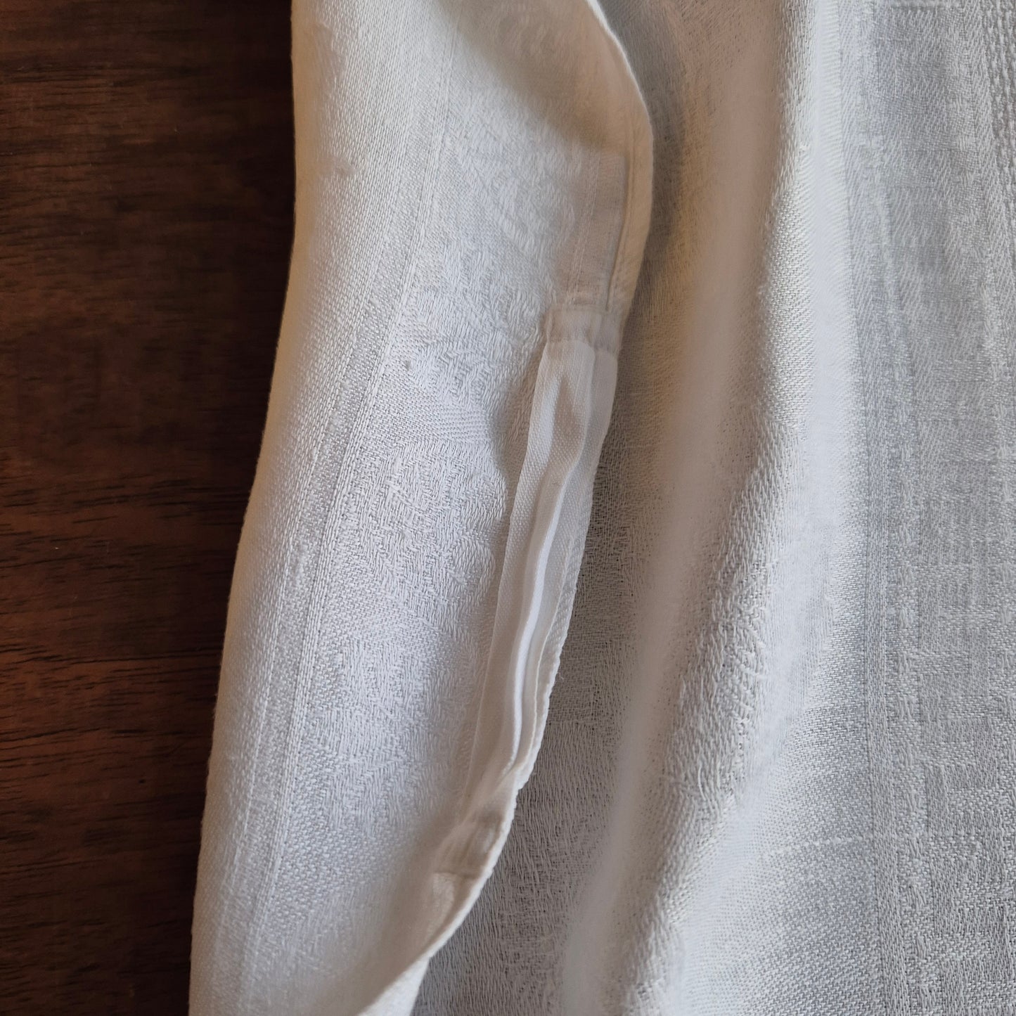 Antikes Jugendstil Küchen- & Geschirrhandtuch weiß Damast Baumwolle 57x125cm Monogramm H.S. 🤍