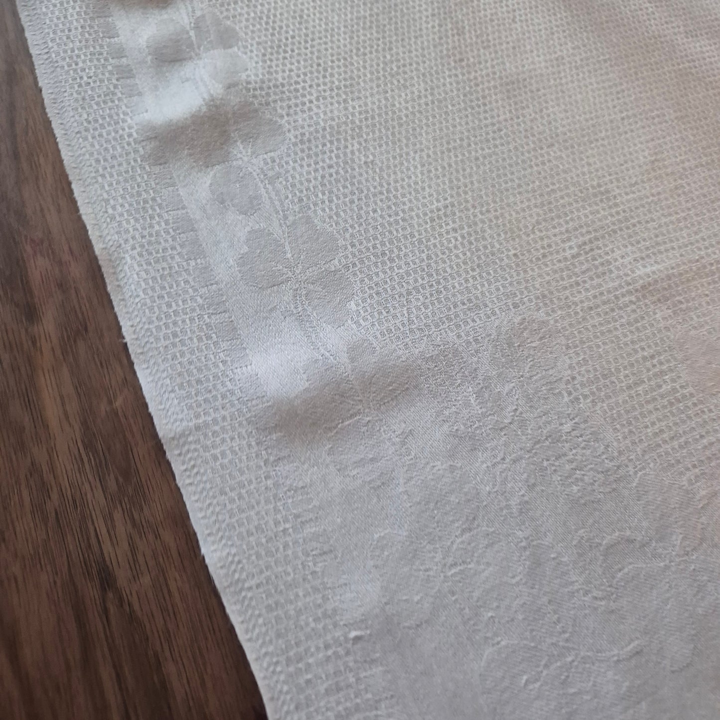 Antikes Jugendstil Küchen- & Geschirrtuch weiß Leinen Baumwolle 49x93cm Monogramm L.S. Kleeblatt 🤍