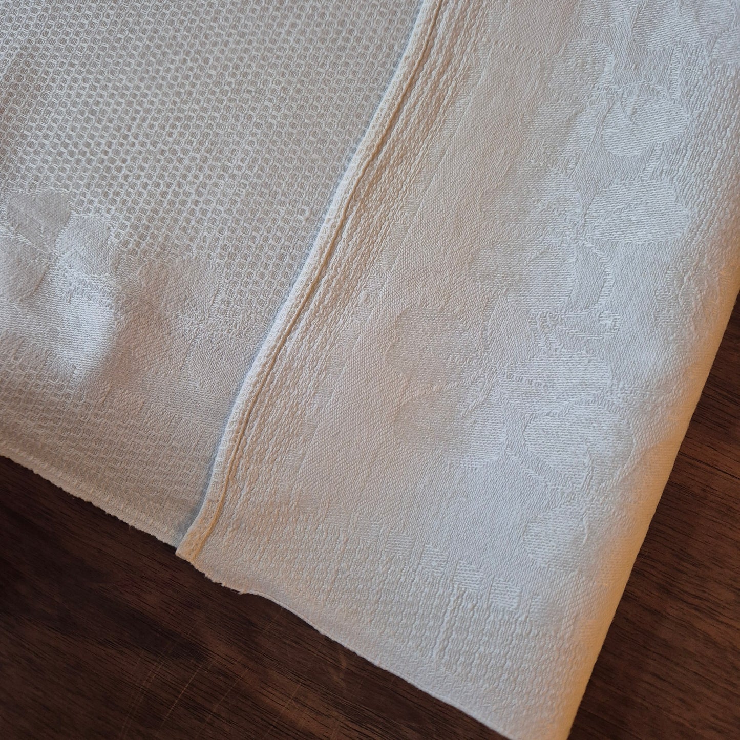 Antikes Jugendstil Küchen- & Geschirrtuch weiß Leinen Baumwolle 49x93cm Monogramm L.S. Kleeblatt 🤍