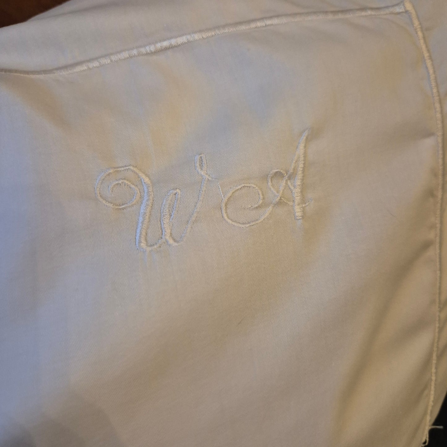 Antike alte Kissenhülle 75x75cm weiß Kissenbezug Monogramm W.A.