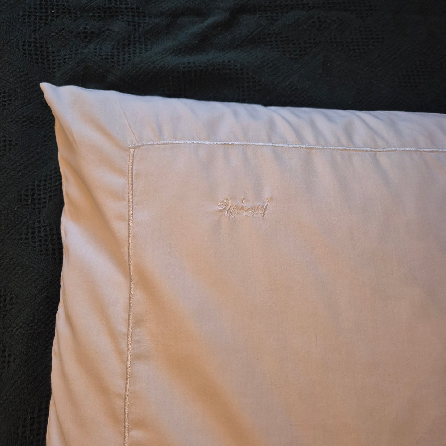Antike alte Kissenhülle 75x75cm weiß Kissenbezug Monogramm W.A.