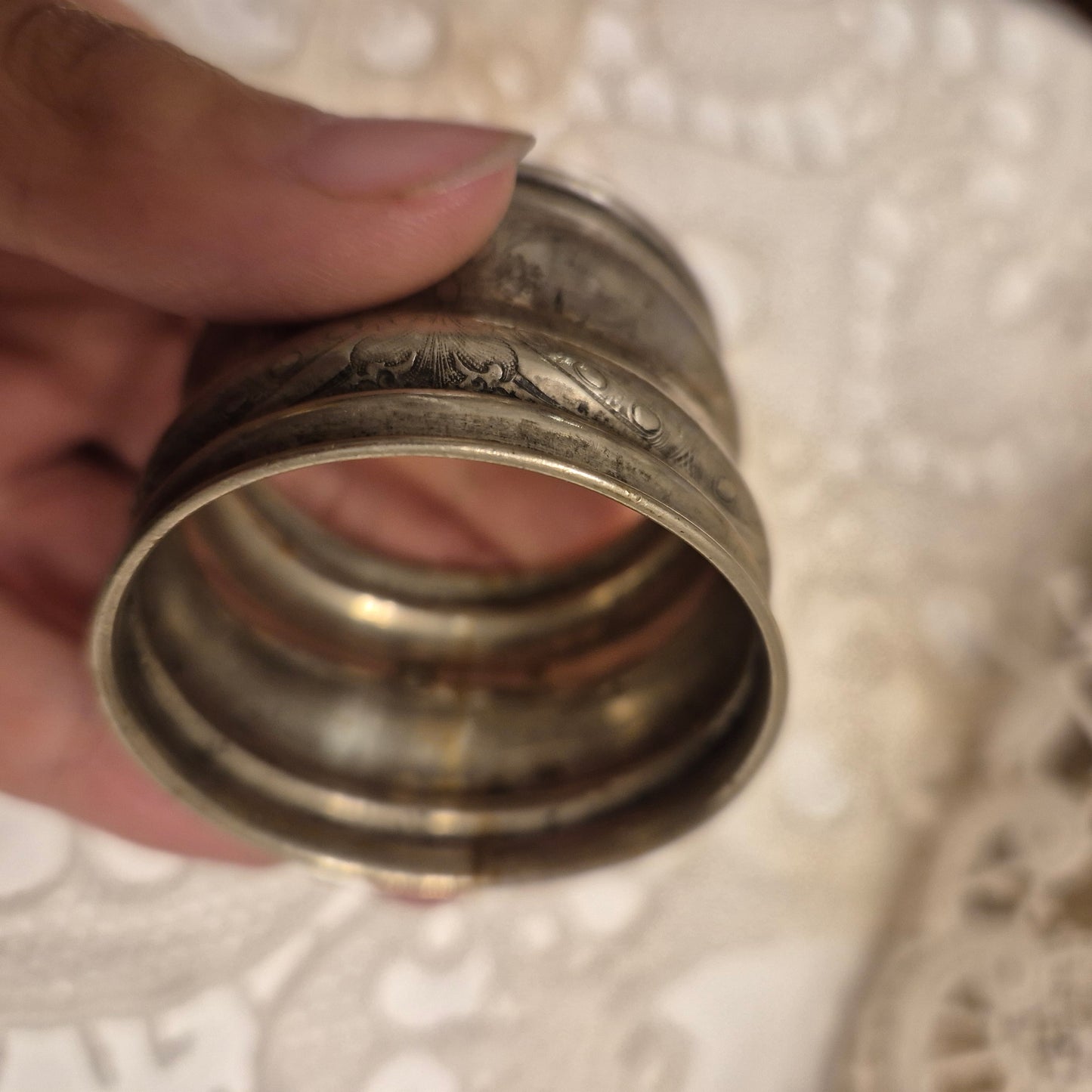 1x Antiker Jugendstil Serviettenring mit Monogramm A.C.
