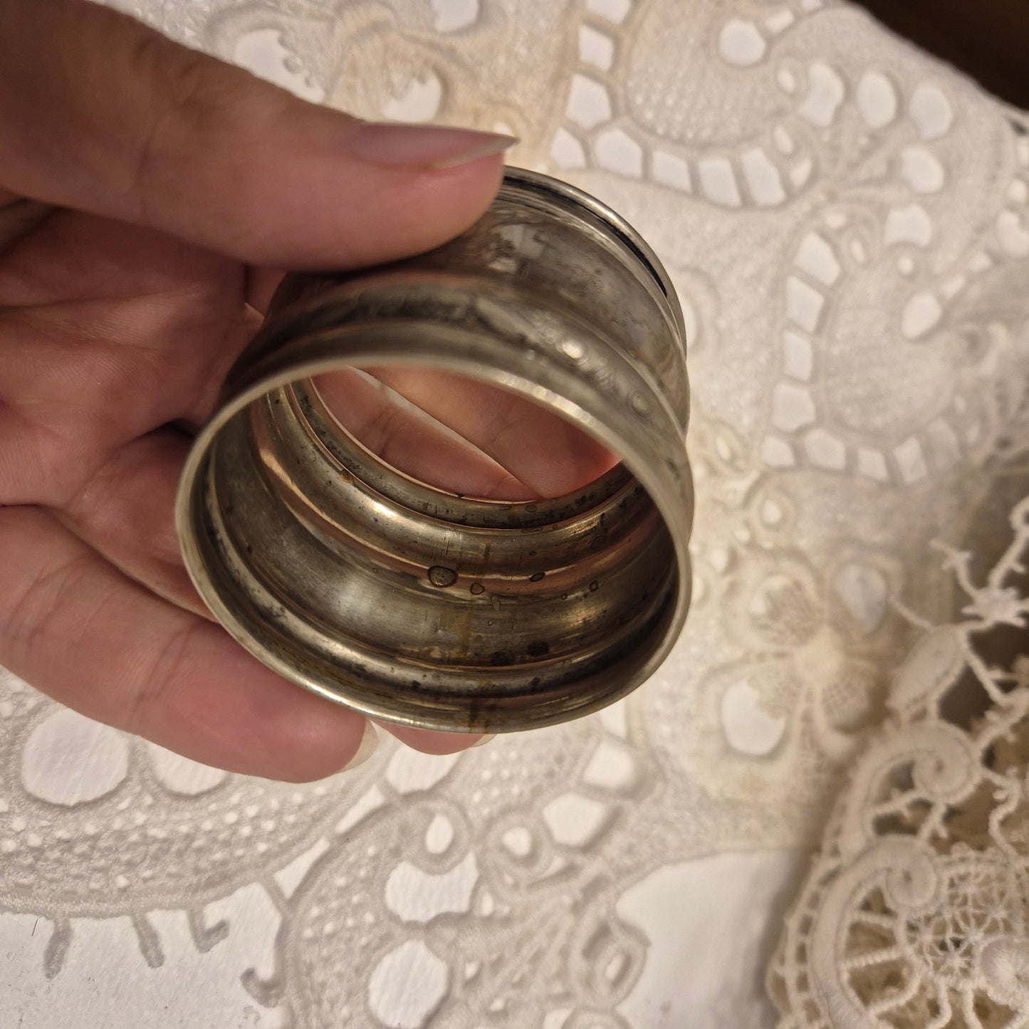 1x Antiker Jugendstil Serviettenring mit Monogramm A.C.