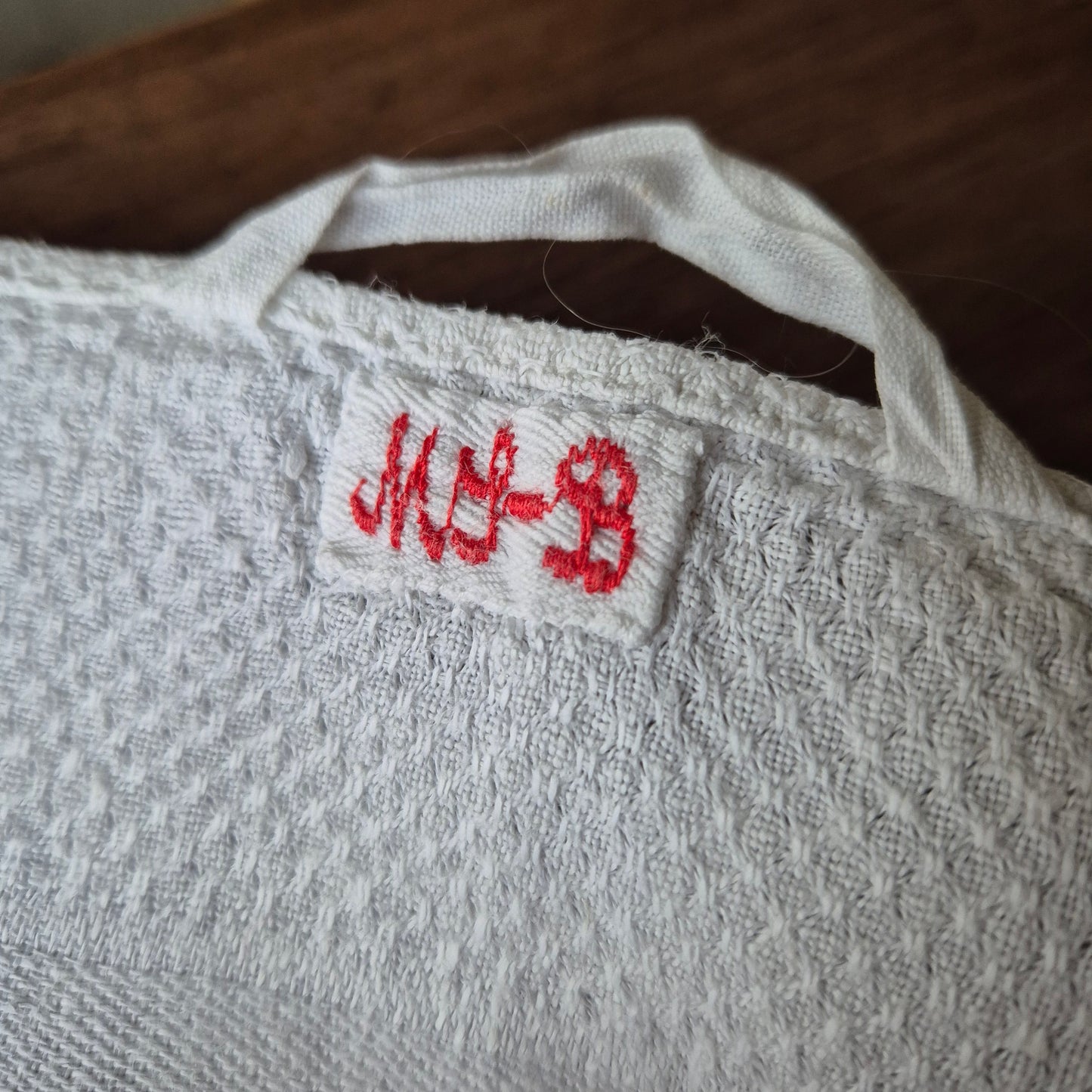 Antikes Geschirrtuch oder auch Tischläufer Leinen Baumwolle weiß 94x44cm 🤍