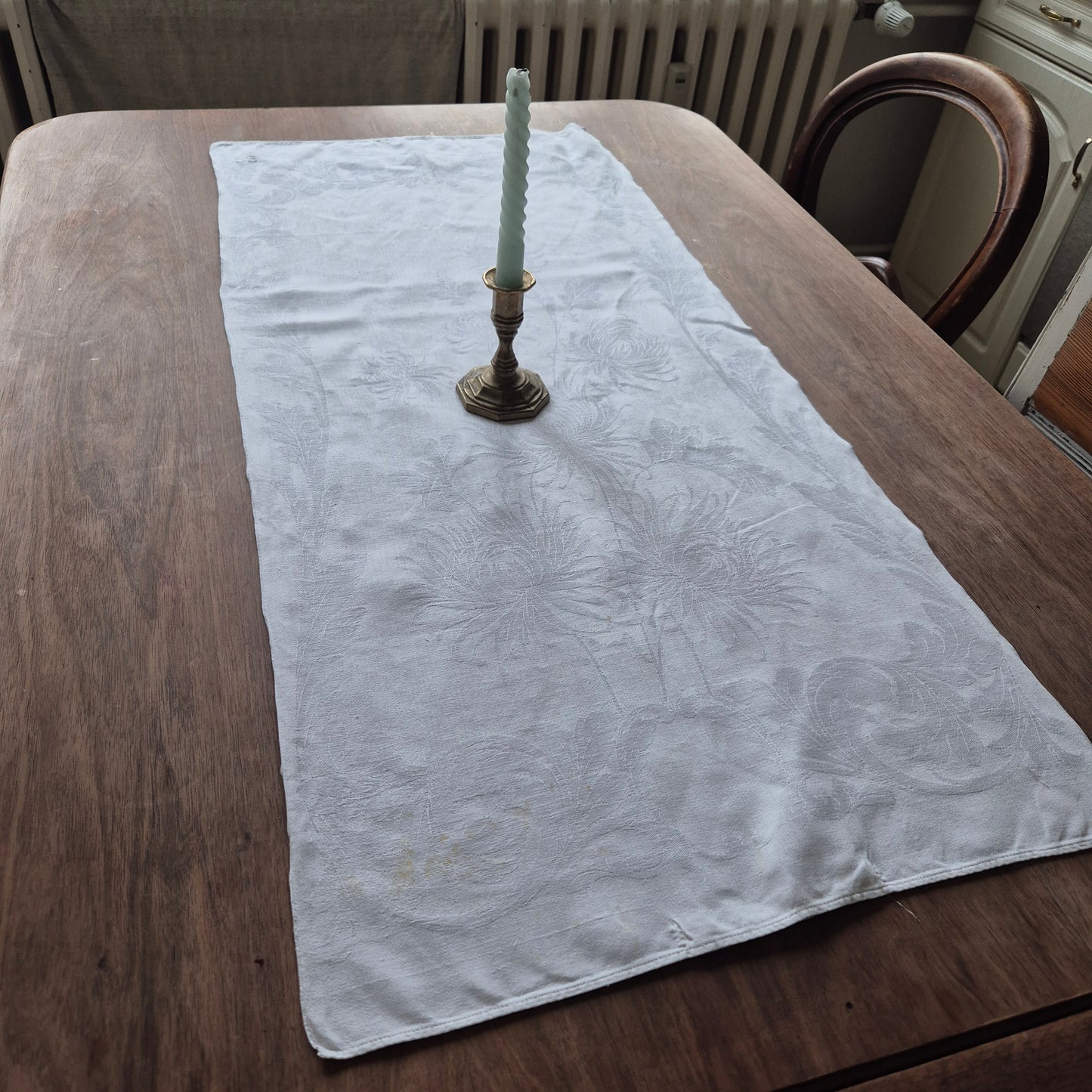 Antikes Jugendstil Küchen- & Geschirrtuch (Stockfelcken!) Leinen Baumwolle Monogramm L.B. 45x100cm 🤍