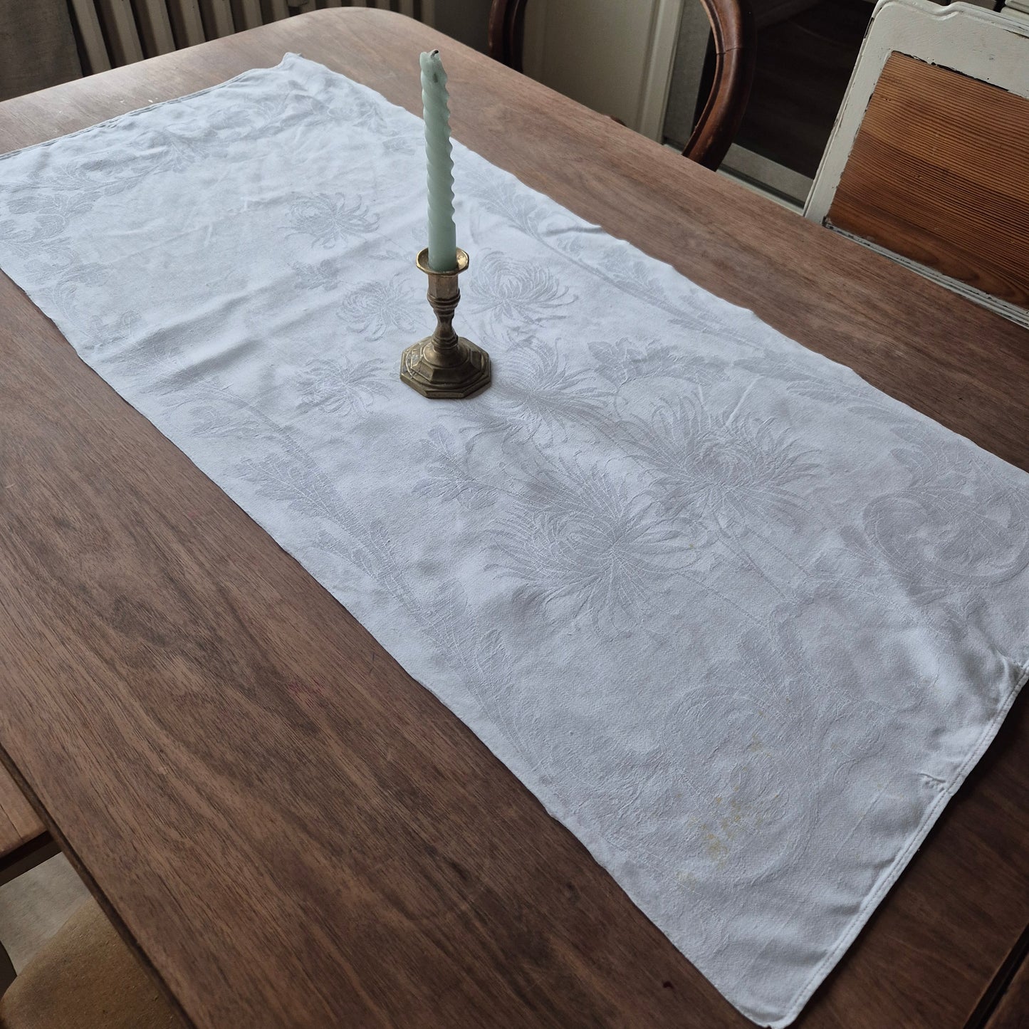 Antikes Jugendstil Küchen- & Geschirrtuch (Stockfelcken!) Leinen Baumwolle Monogramm L.B. 45x100cm 🤍