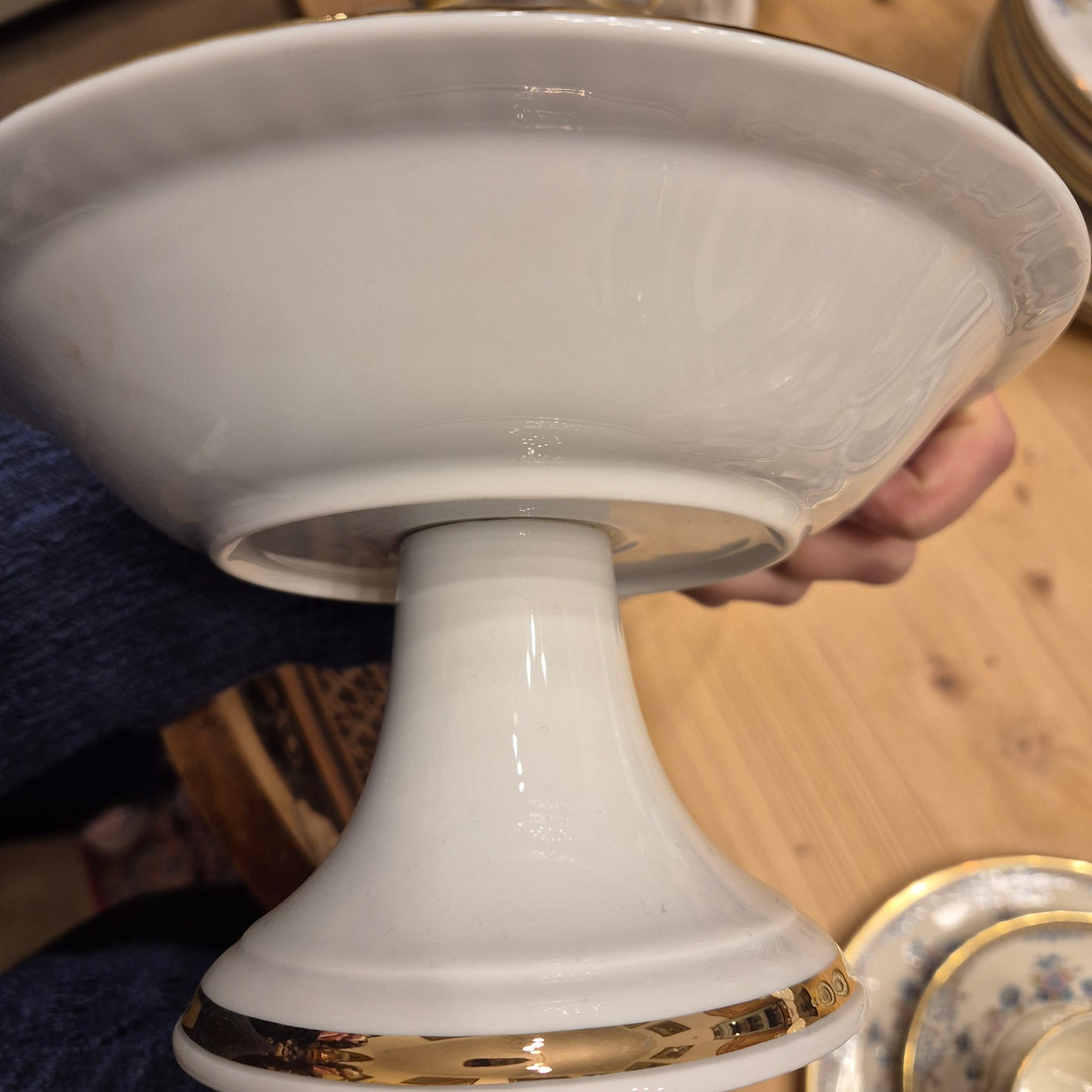 Antike Etagere Bareuther Porzellan Goldrand Schale Obst Gebäck Plätzchen mit Fuß Blumenmalerei