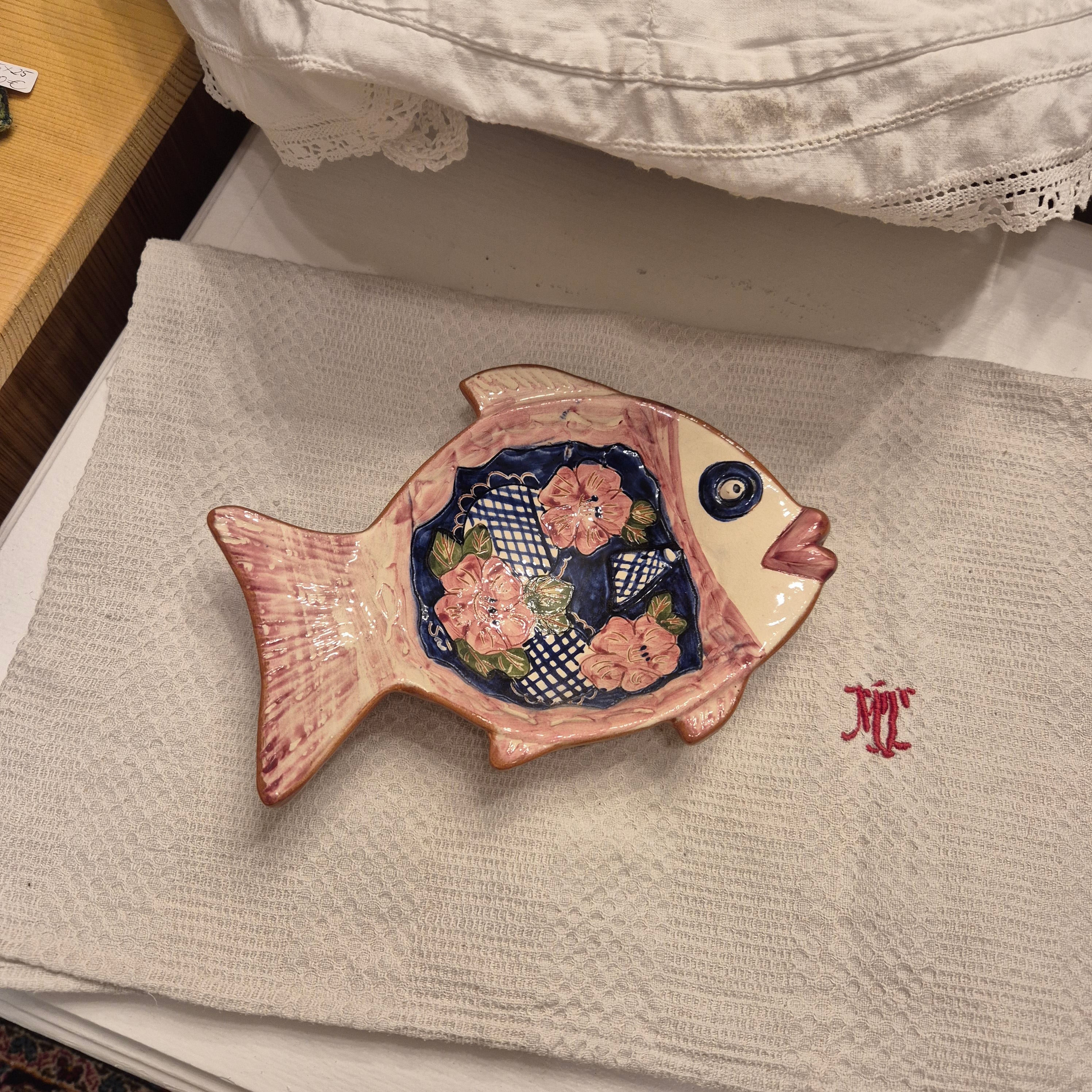 Vintage Keramik Teller Schale Fisch Handmade Wandteller Dekoration – AntikStorys