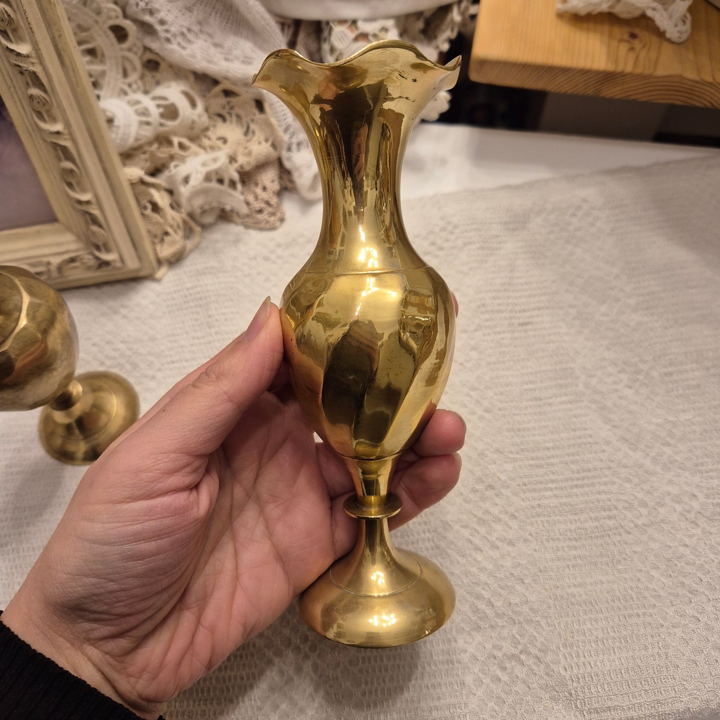 Alte Messing Vase gold Dekovase wunderschön!