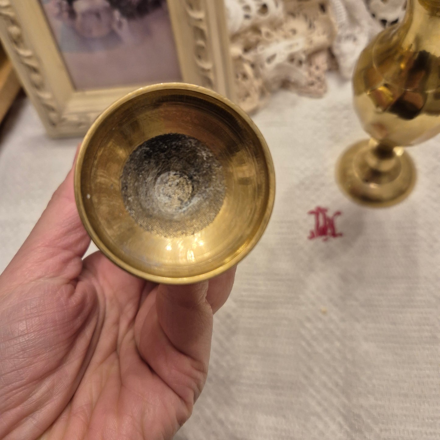 Alte Messing Vase gold Dekovase wunderschön!
