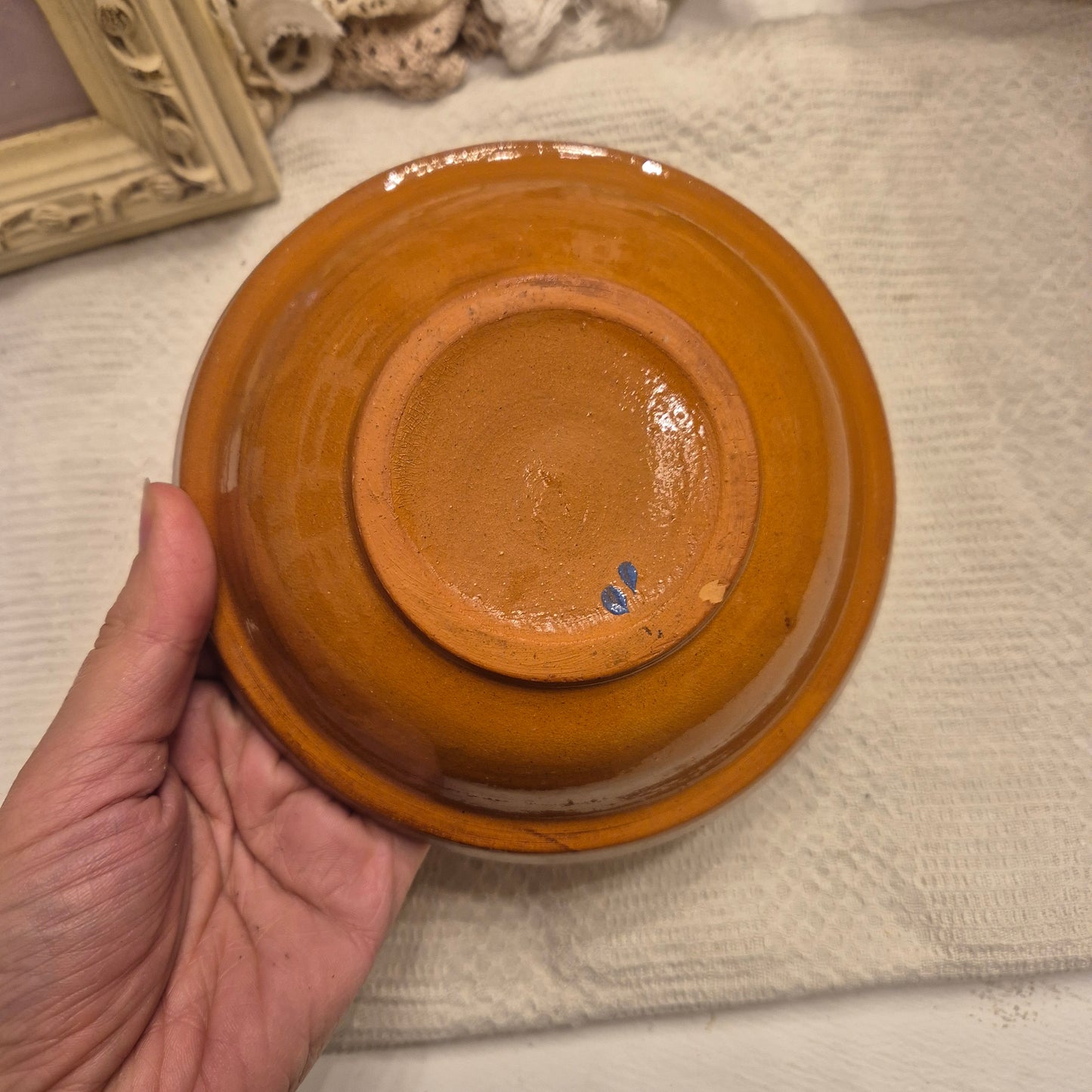 Keramik Vintage Aschenbecher Ascher für Balkon Handbemalt Blumen