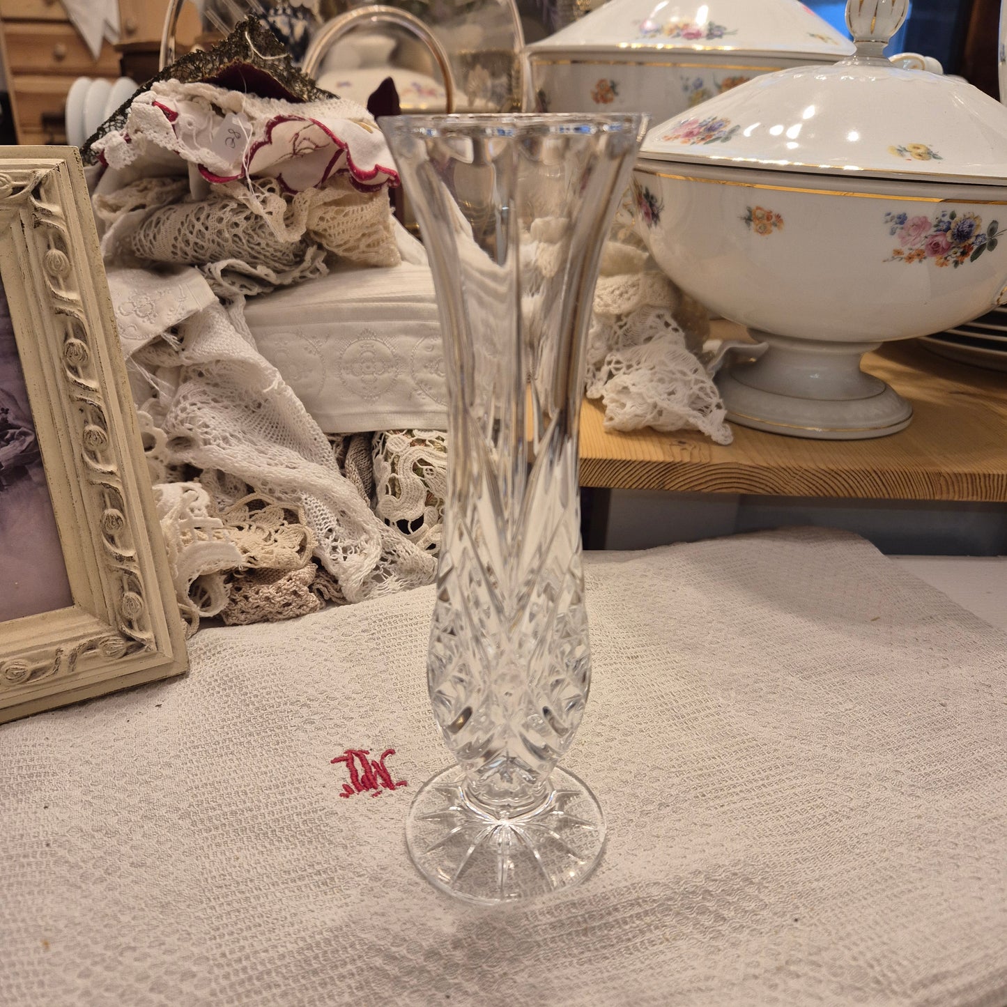 Wunderschöne Vintage Kristall Glas Vase transparent