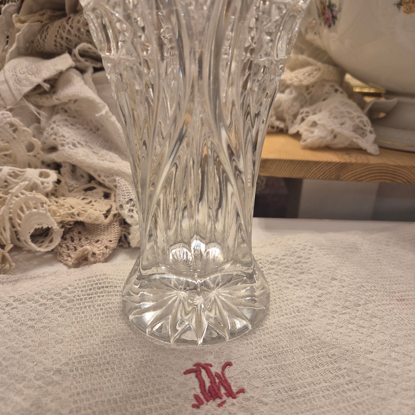 Wunderschöne Vintage Kristall Glas Vase