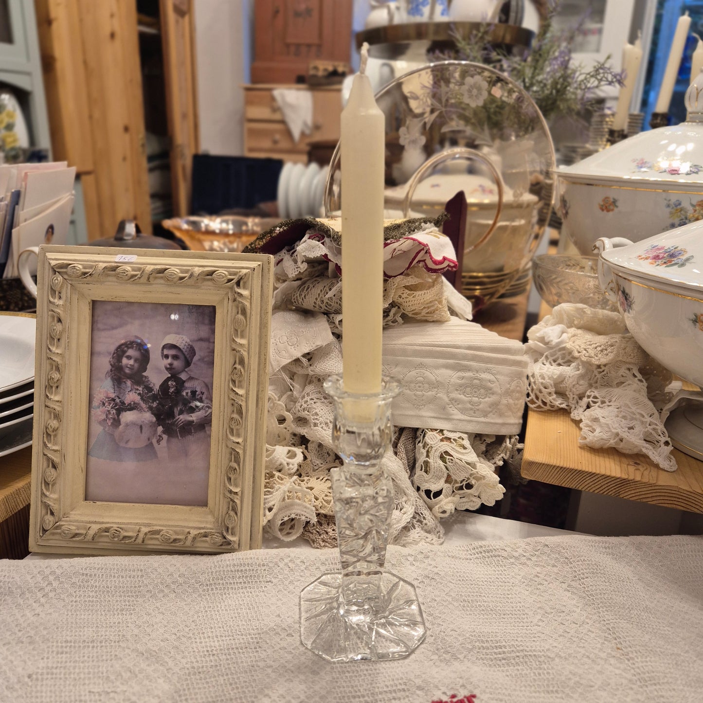 Vintage Kerzenhalter Kristall Glas Kerzenständer