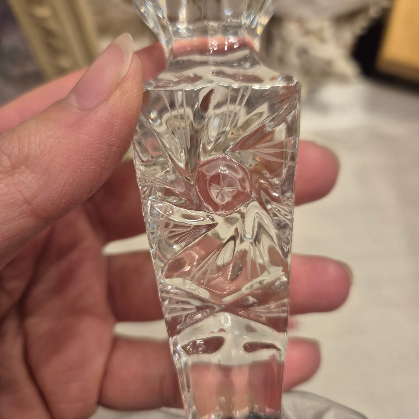 Vintage Kerzenhalter Kristall Glas Kerzenständer