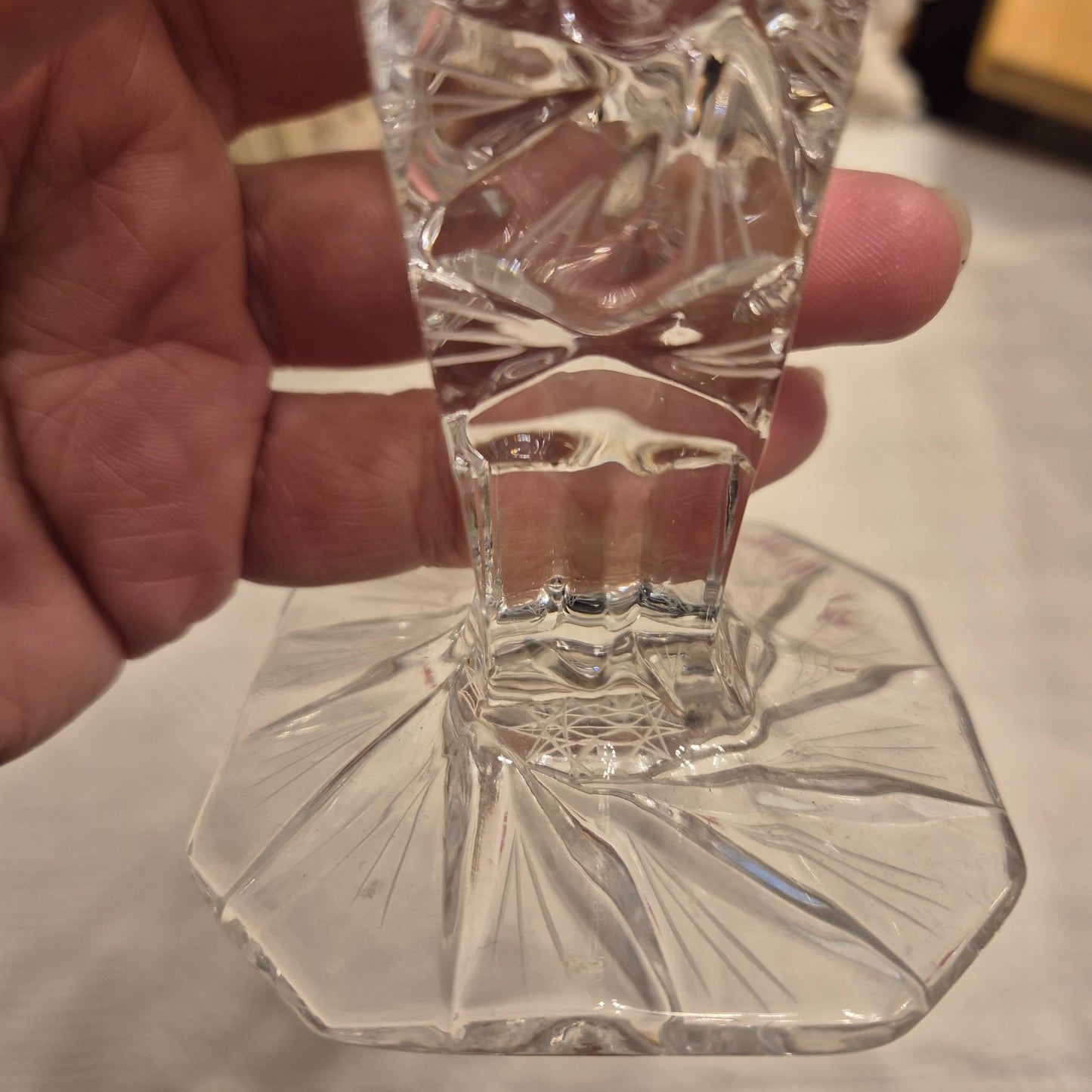 Vintage Kerzenhalter Kristall Glas Kerzenständer