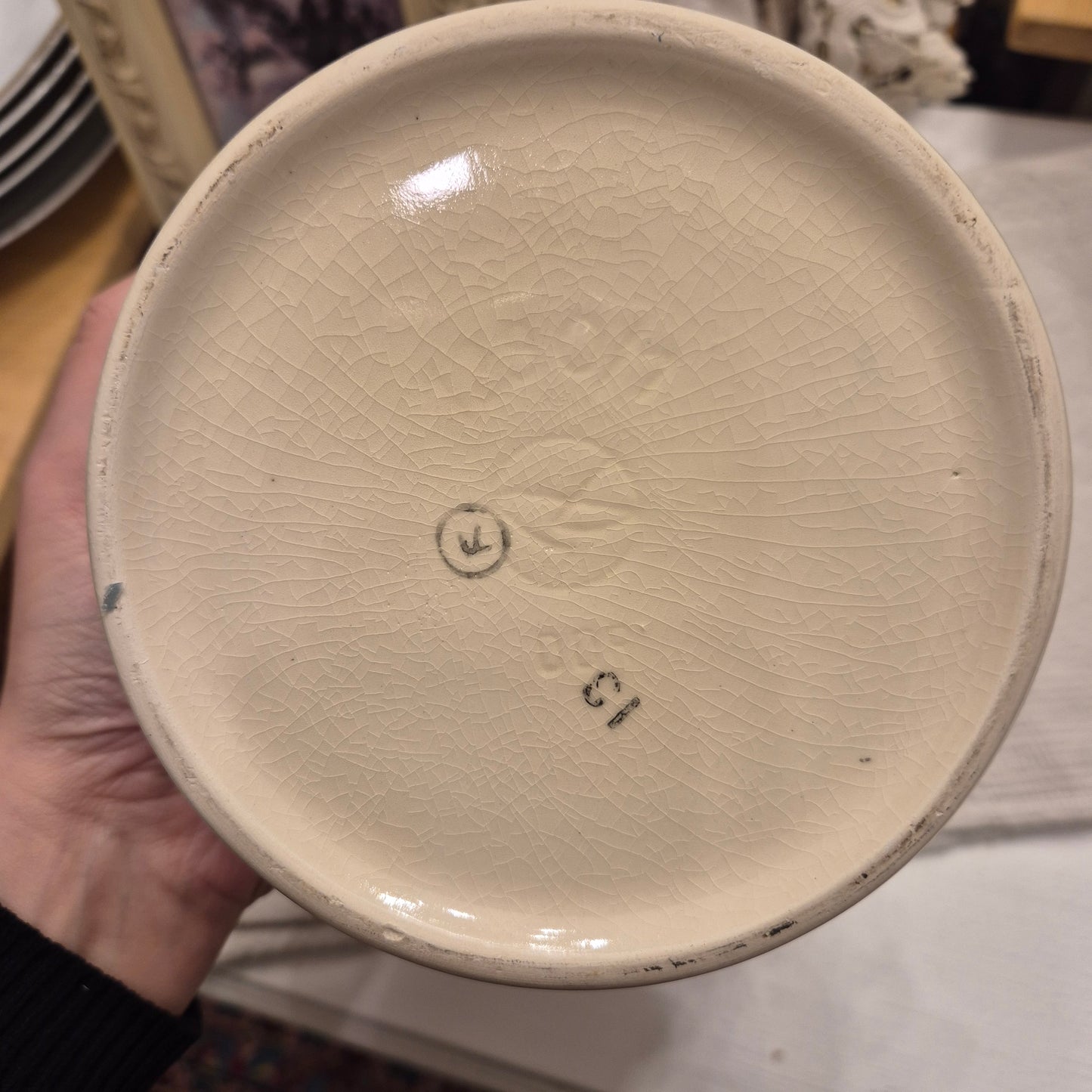 Antiker Hering Topf Schüssel OHNE Deckel Creme Keramik Jugendstil