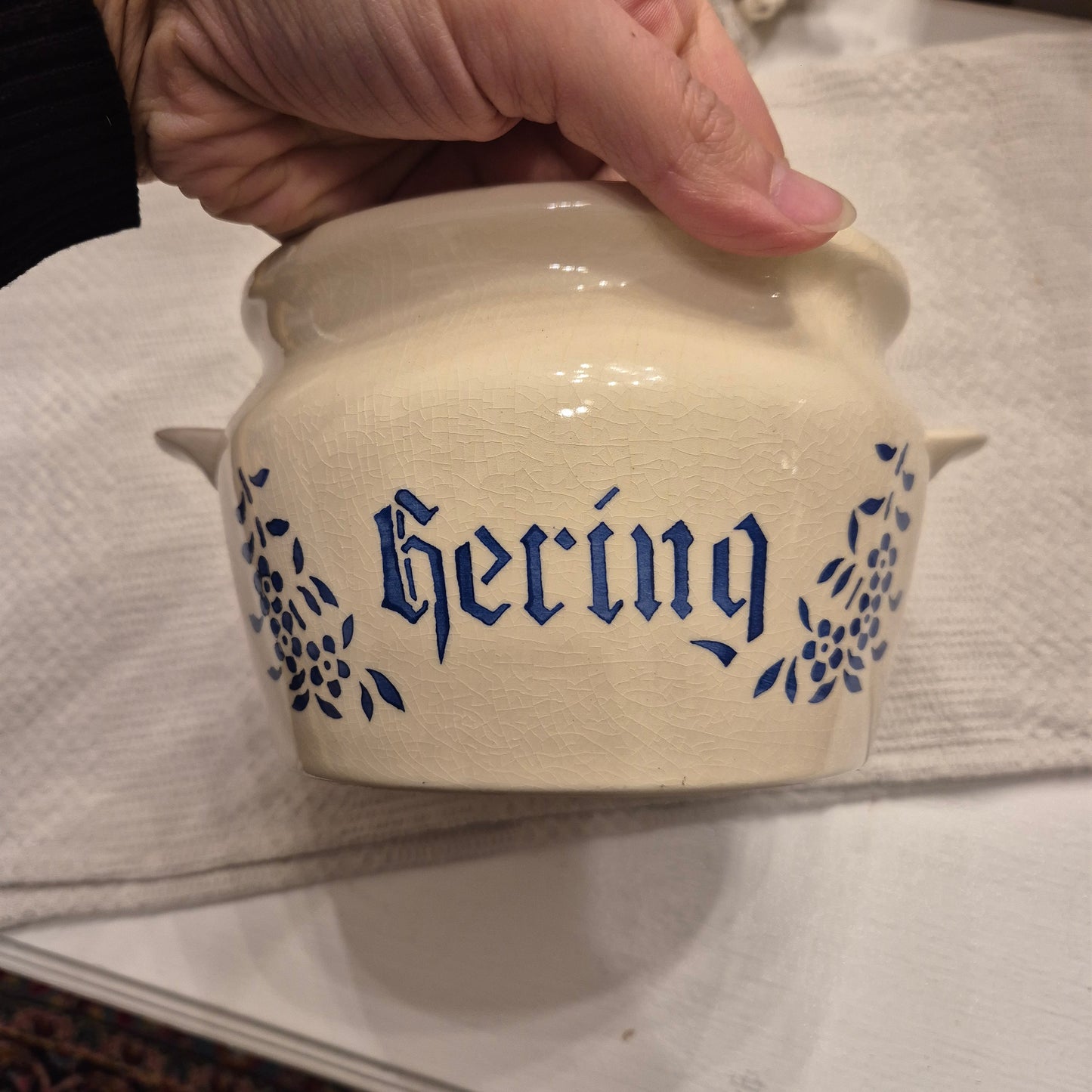 Antiker Hering Topf Schüssel OHNE Deckel Creme Keramik Jugendstil