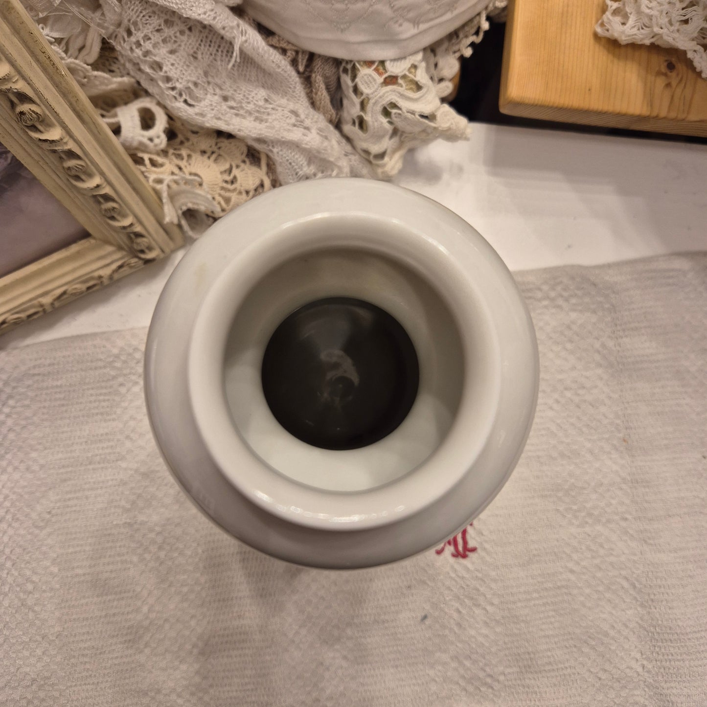 Antike Wallendorfer Porzellan Vase weiß blau Echt Cobalt rosen