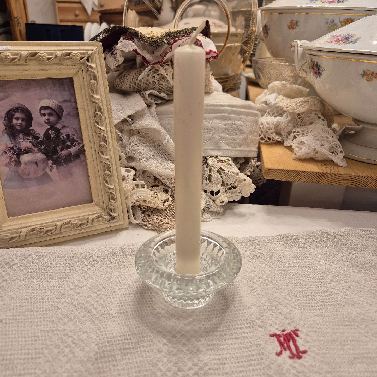 Vintage Etagere Kerzenständer Glas Kristall