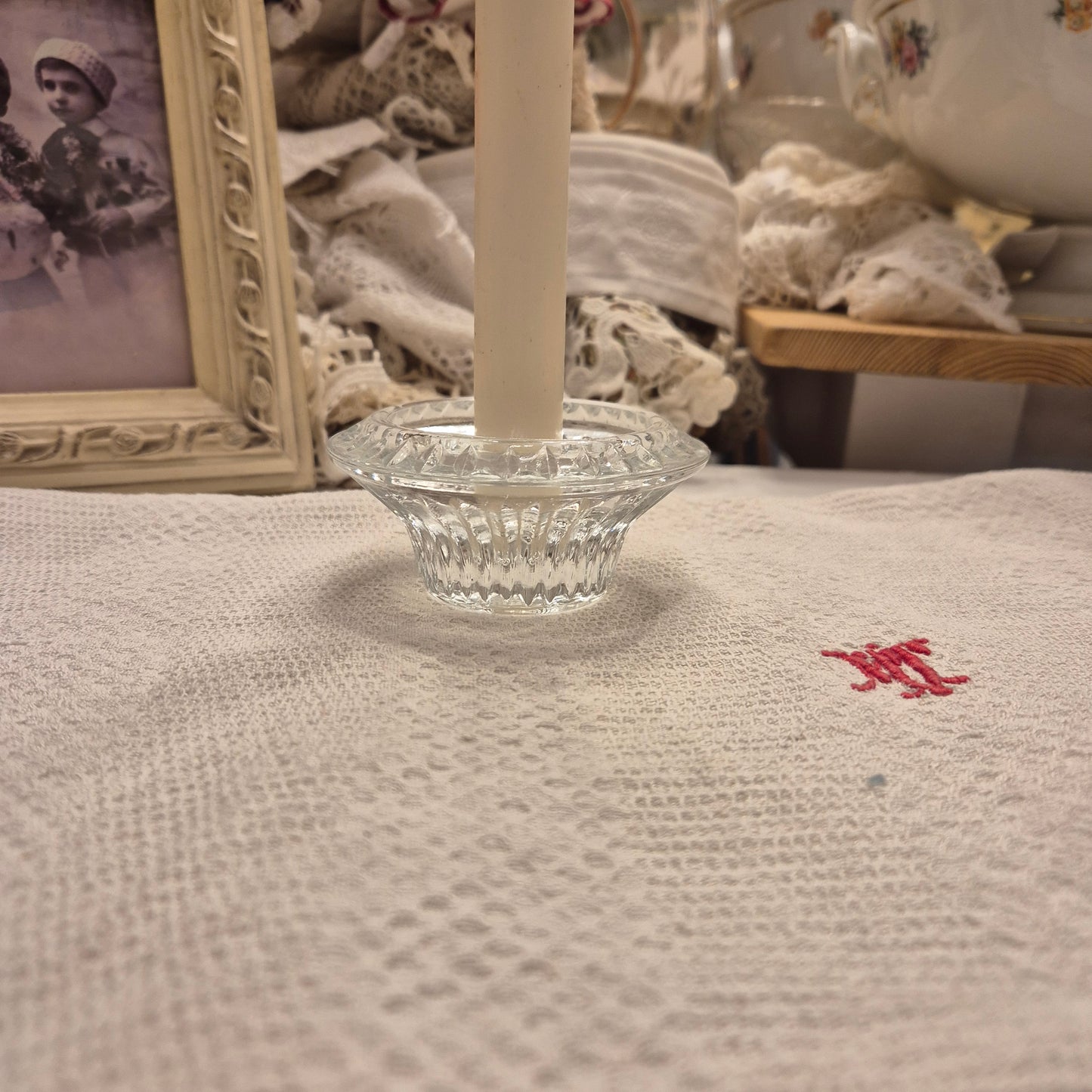 Vintage Etagere Kerzenständer Glas Kristall