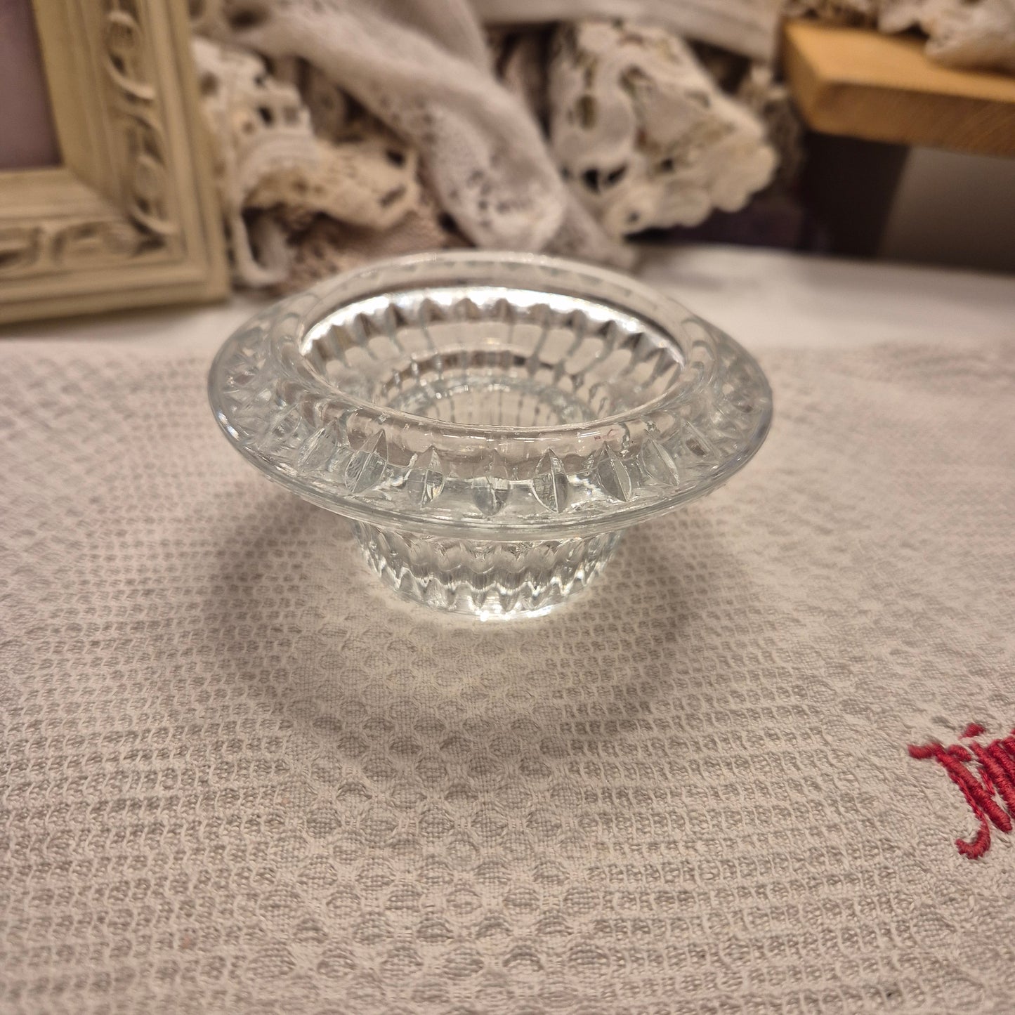 Vintage Etagere Kerzenständer Glas Kristall
