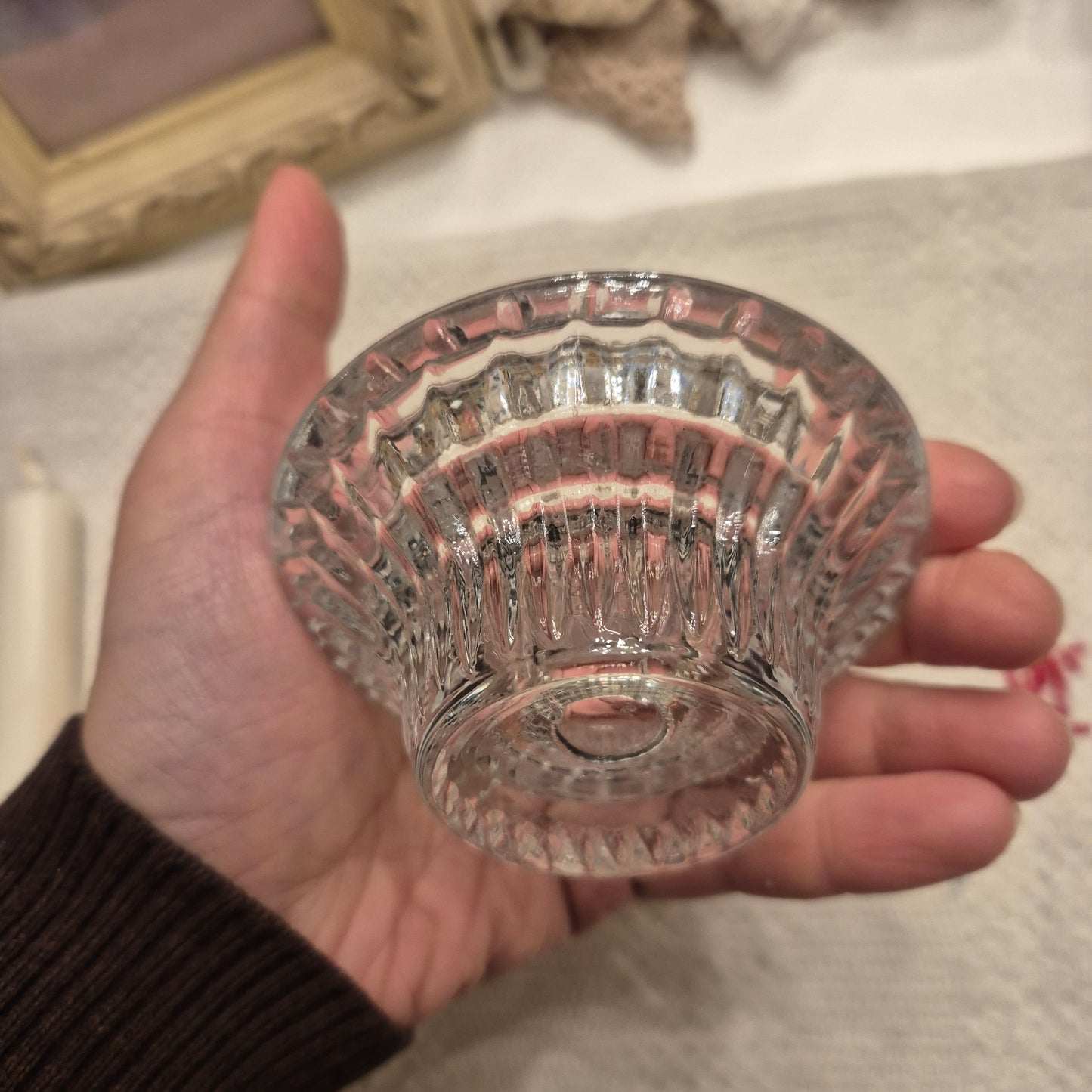 Vintage Etagere Kerzenständer Glas Kristall