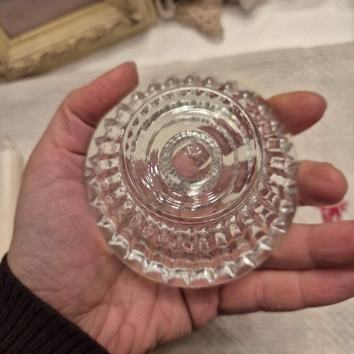 Vintage Etagere Kerzenständer Glas Kristall