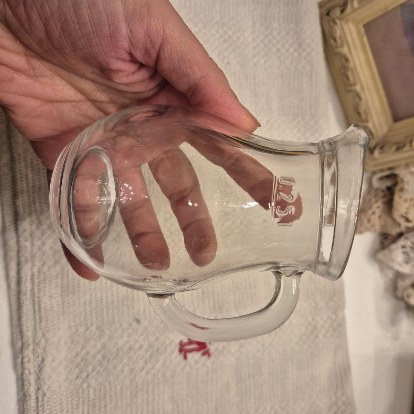 Vintage Milchkännchen Milchkanne Krug Kanne klein Glas 0,25