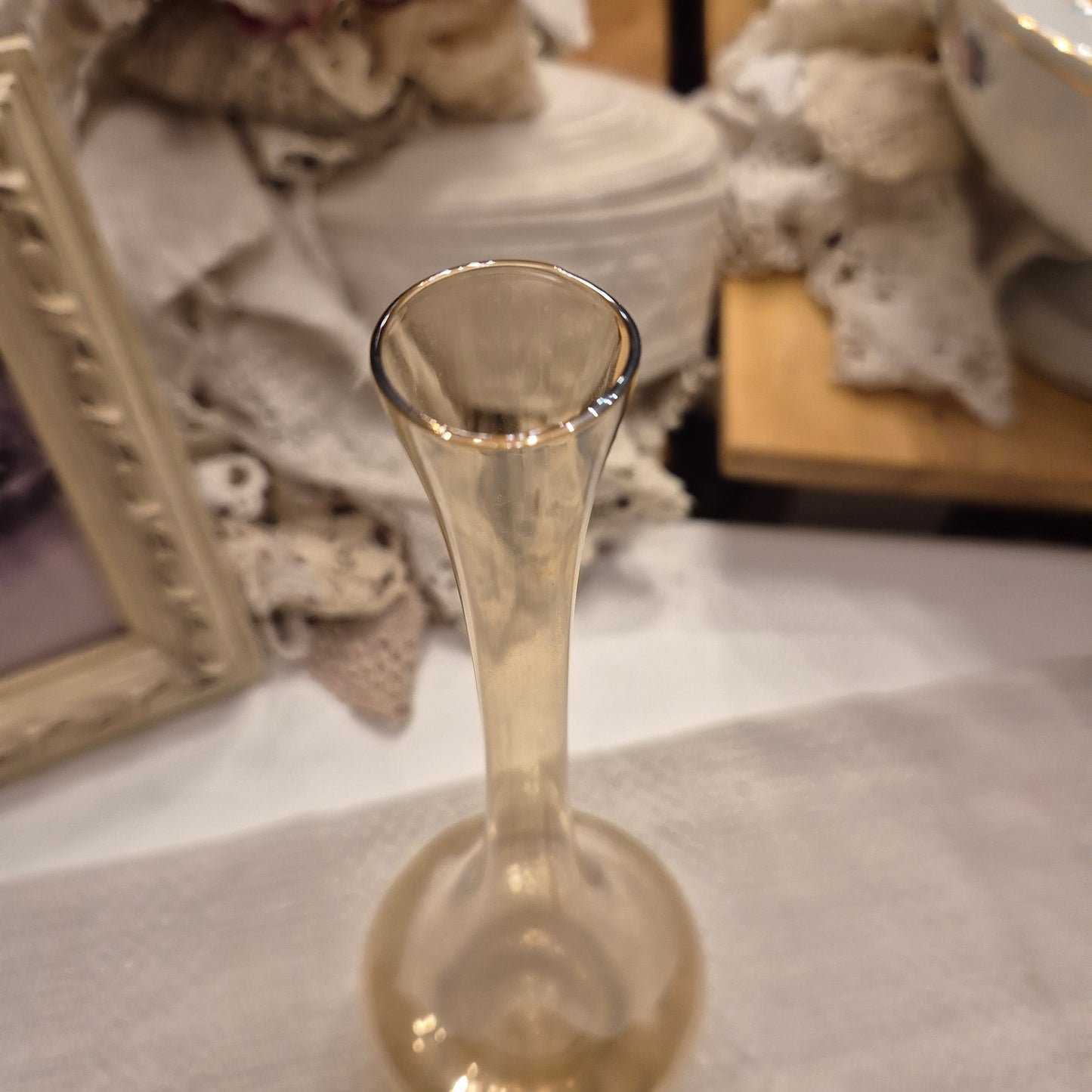 Vintage Glas Vase Glaskunst beige