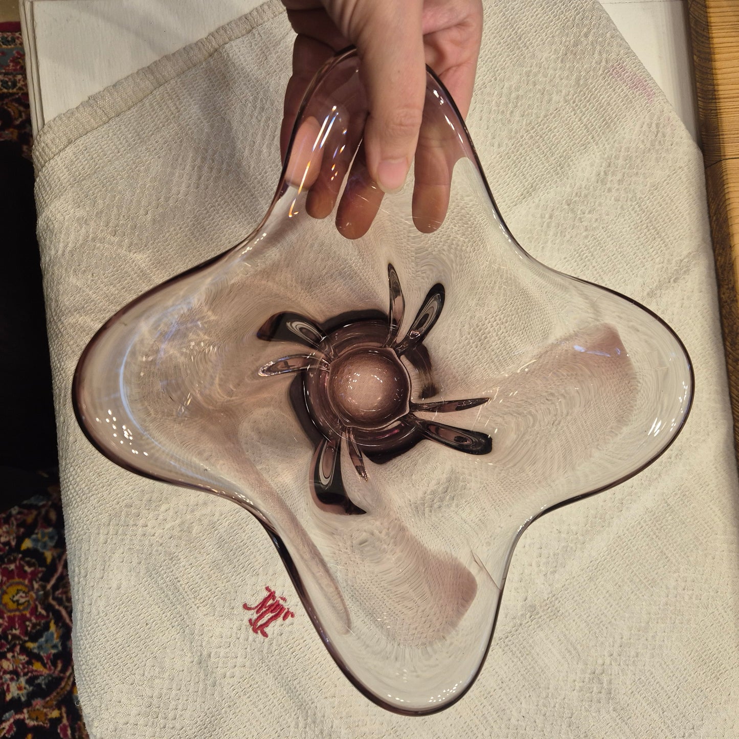 Vintage Glas Schale Bowle 70er Jahre Lila (ähnlich wie Morano)
