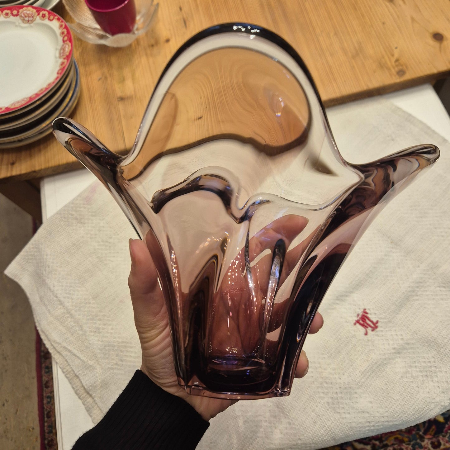 Vintage Glas Schale Bowle 70er Jahre Lila (ähnlich wie Morano)
