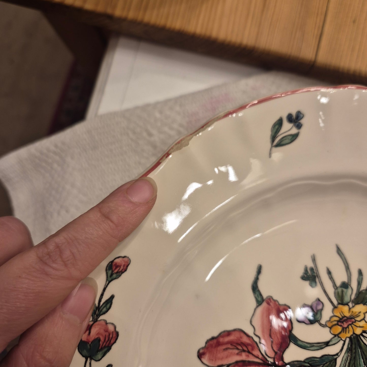 Vintage Zell am Harmersbach Alt Straßburg Flache Essteller 538 (Abplatzer) Keramik Blumen