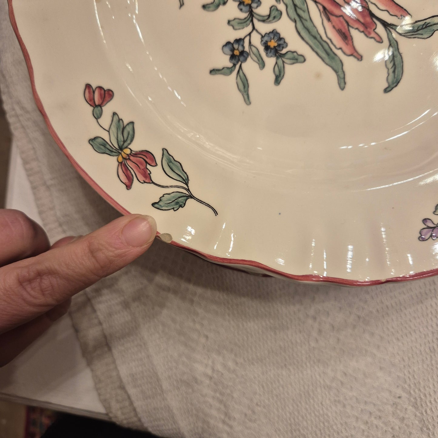 Vintage Zell am Harmersbach Alt Straßburg Flache Essteller 538 (Abplatzer) Keramik Blumen