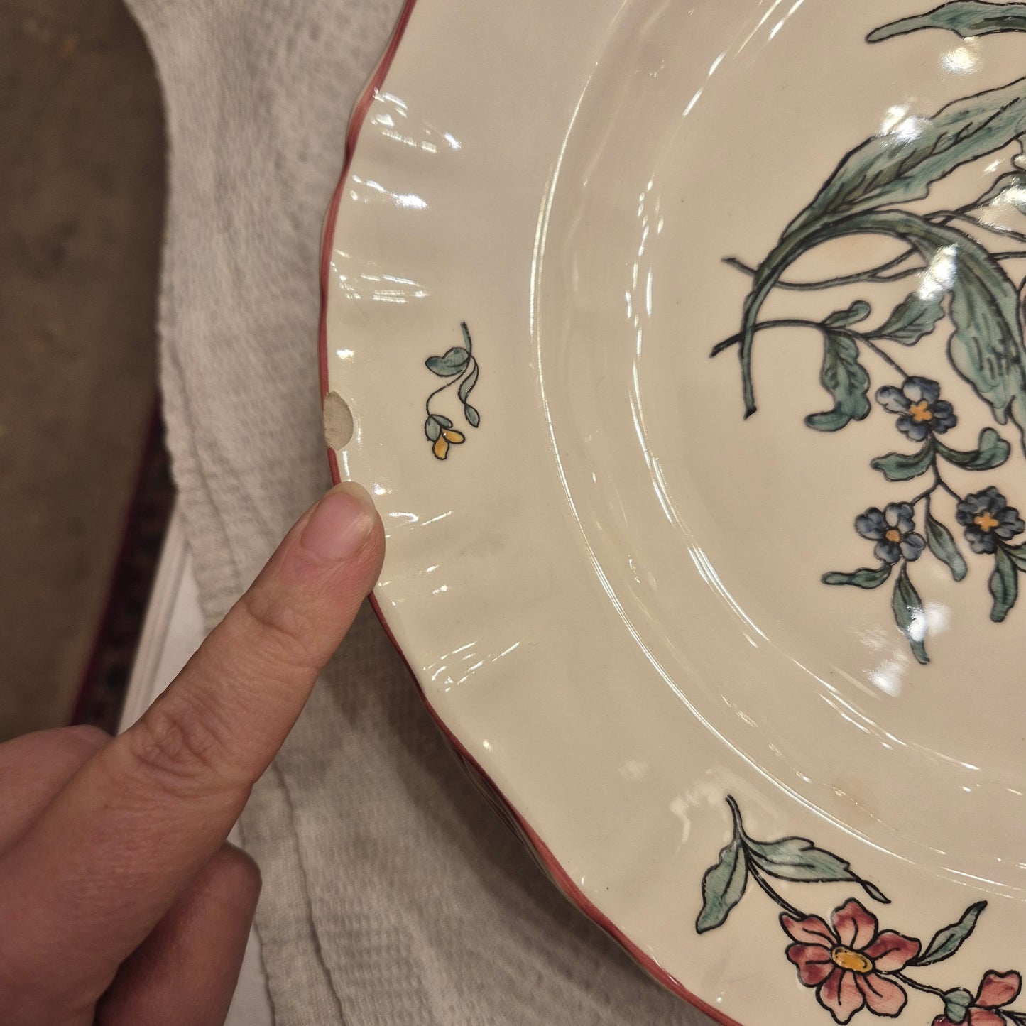 Vintage Zell am Harmersbach Alt Straßburg Flache Essteller 538 (Abplatzer) Keramik Blumen