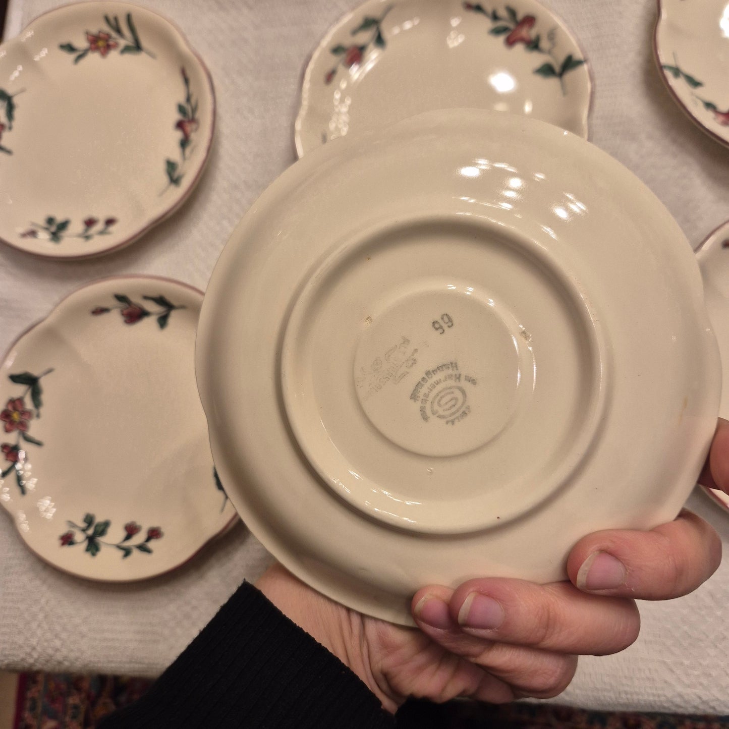 6x Vintage Zell am Harmersbach Alt Straßburg kleine Teller Keramik Blumen