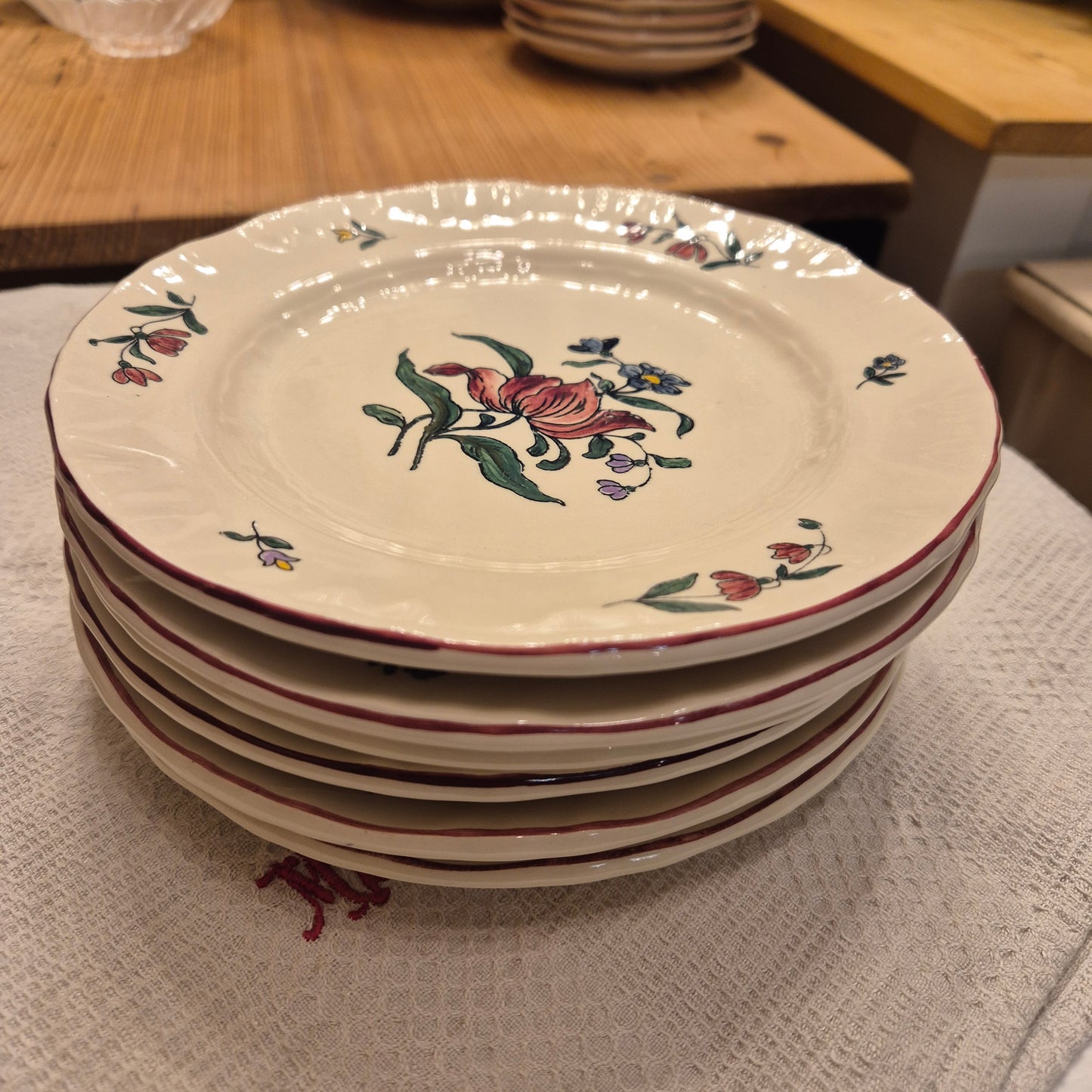 Vintage Zell am Harmersbach Alt Straßburg Flache Kuchenteller Keramik Blumen