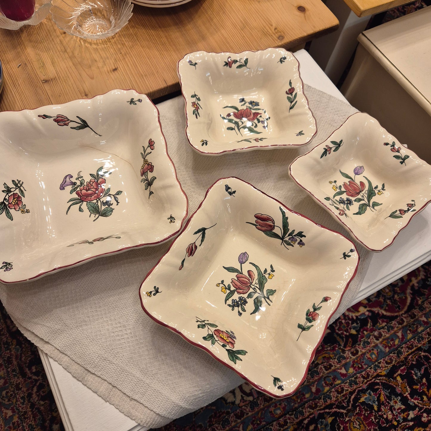 Vintage Zell am Harmersbach Alt Straßburg Servierschüsseln Schüsseln Keramik Blumen