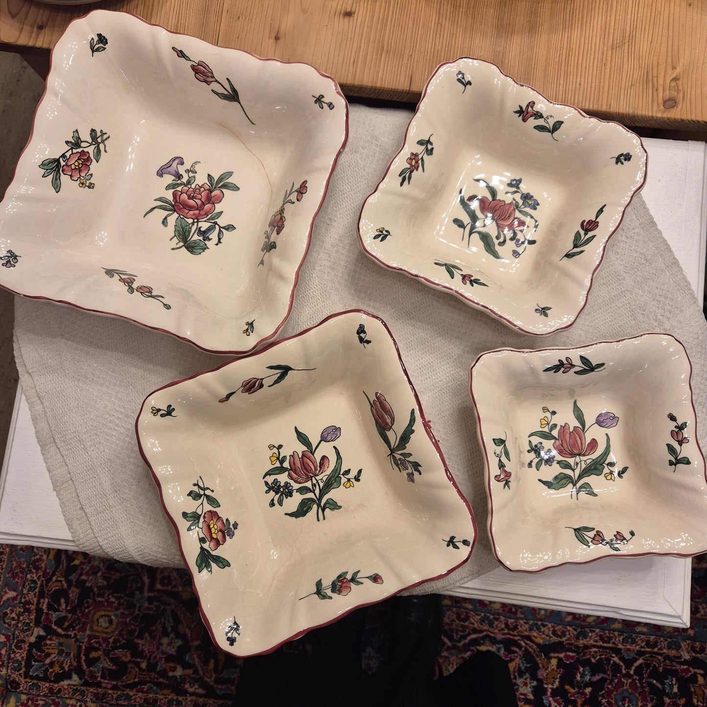 Vintage Zell am Harmersbach Alt Straßburg Servierschüsseln Schüsseln Keramik Blumen