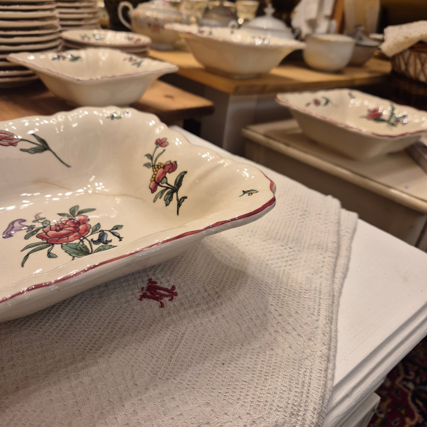 Vintage Zell am Harmersbach Alt Straßburg Servierschüsseln Schüsseln Keramik Blumen