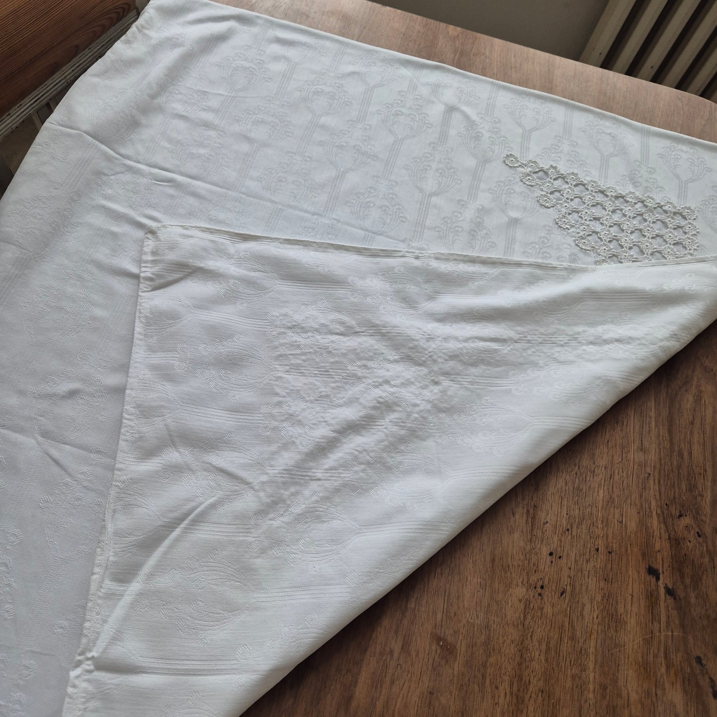Antiker großer Kissenbezug Baumwolle 85x96cm weiß Monogramm A.H.