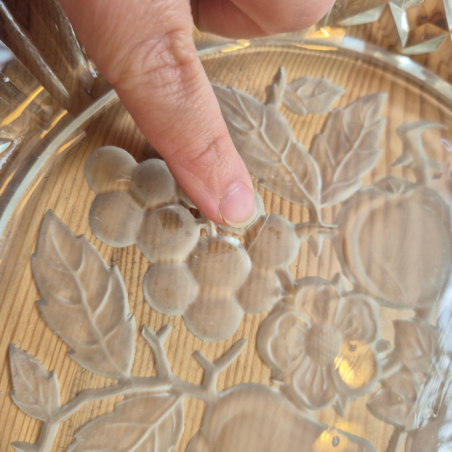 Vintage Servierteller Obstmotiv Obstteller 70er Jahre Glas rund