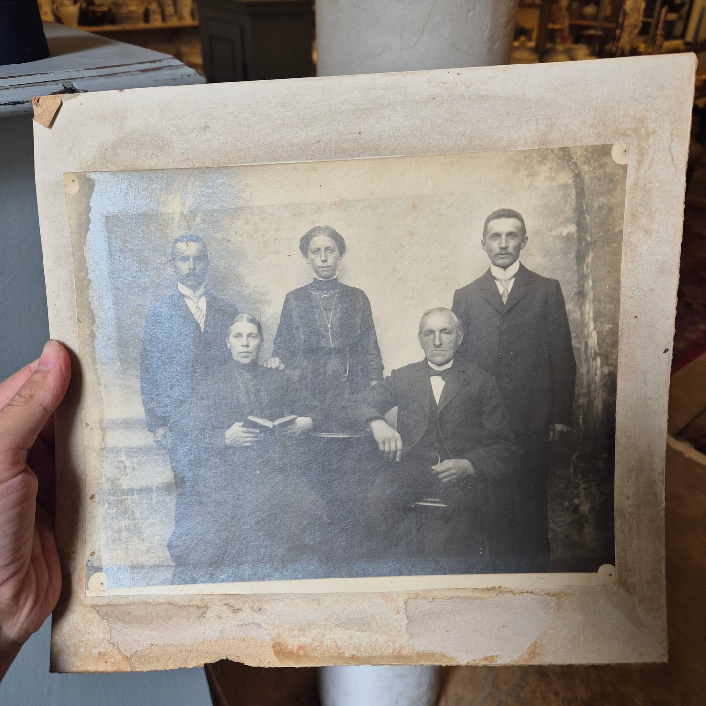 Antike originale Fotografie Familie auf Pappe