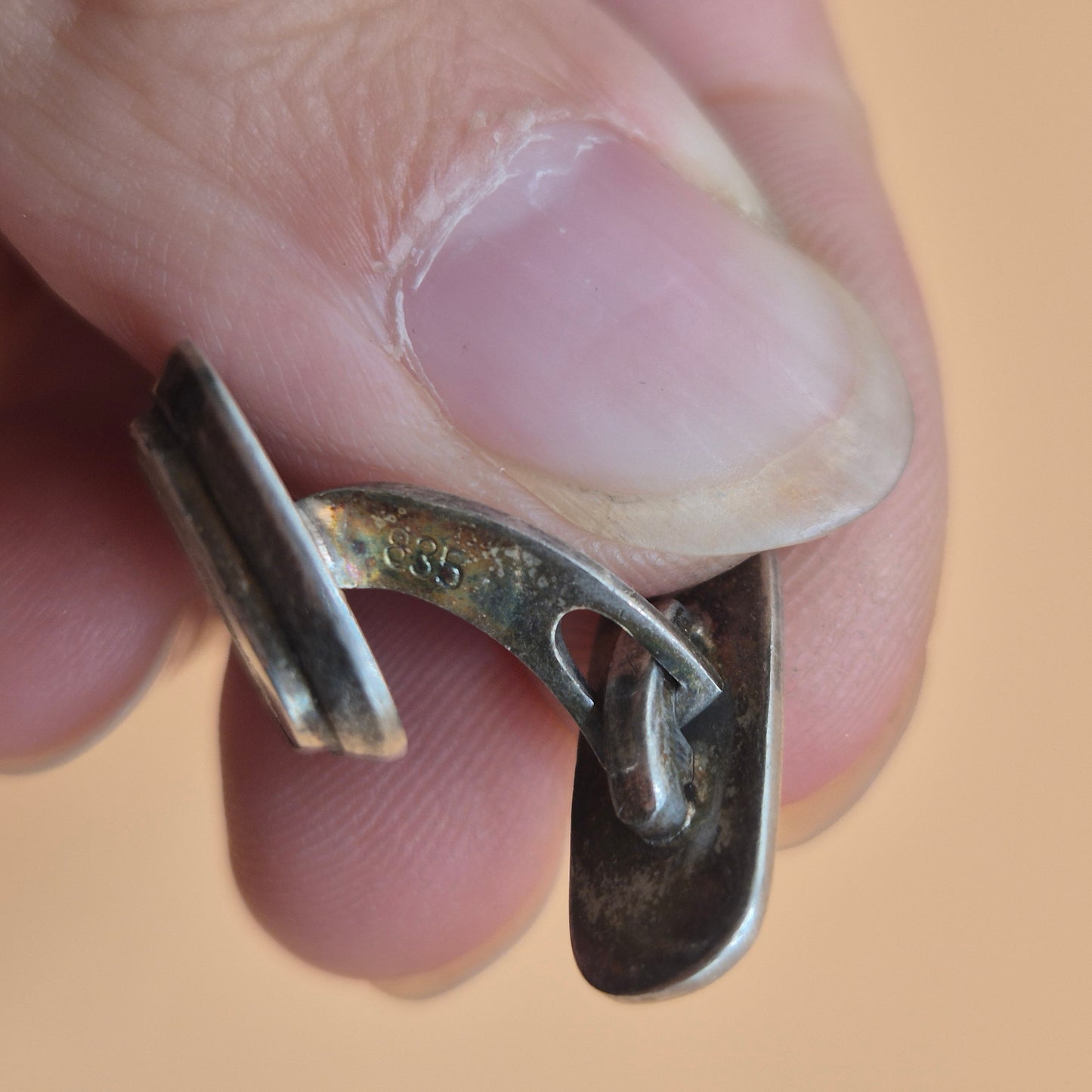 Vintage alte Manschettenknöpfe 835 echt Silber mit Perlmutt