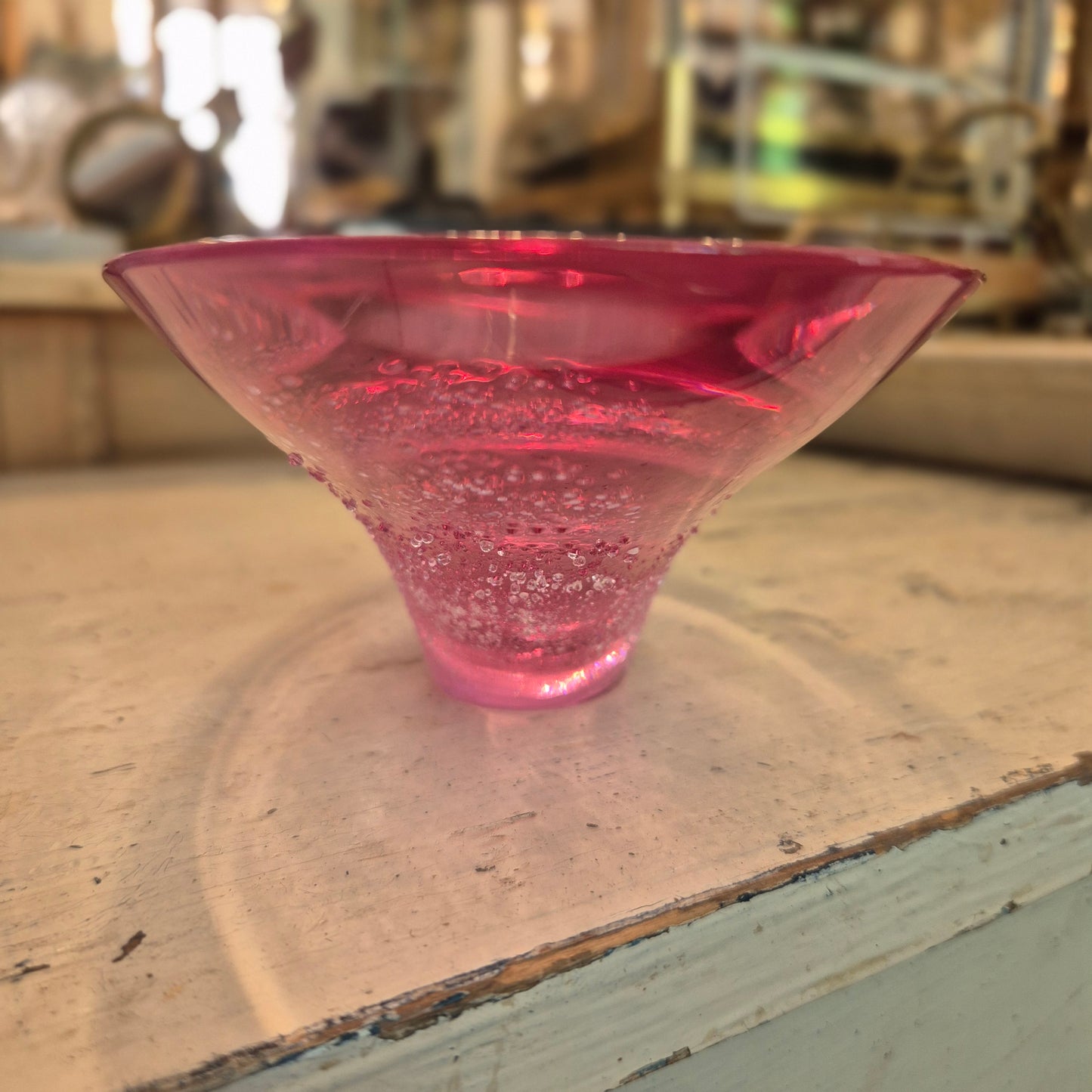 Mid-Century Space Age Glas Schale Kunstglas Vintage Rosa