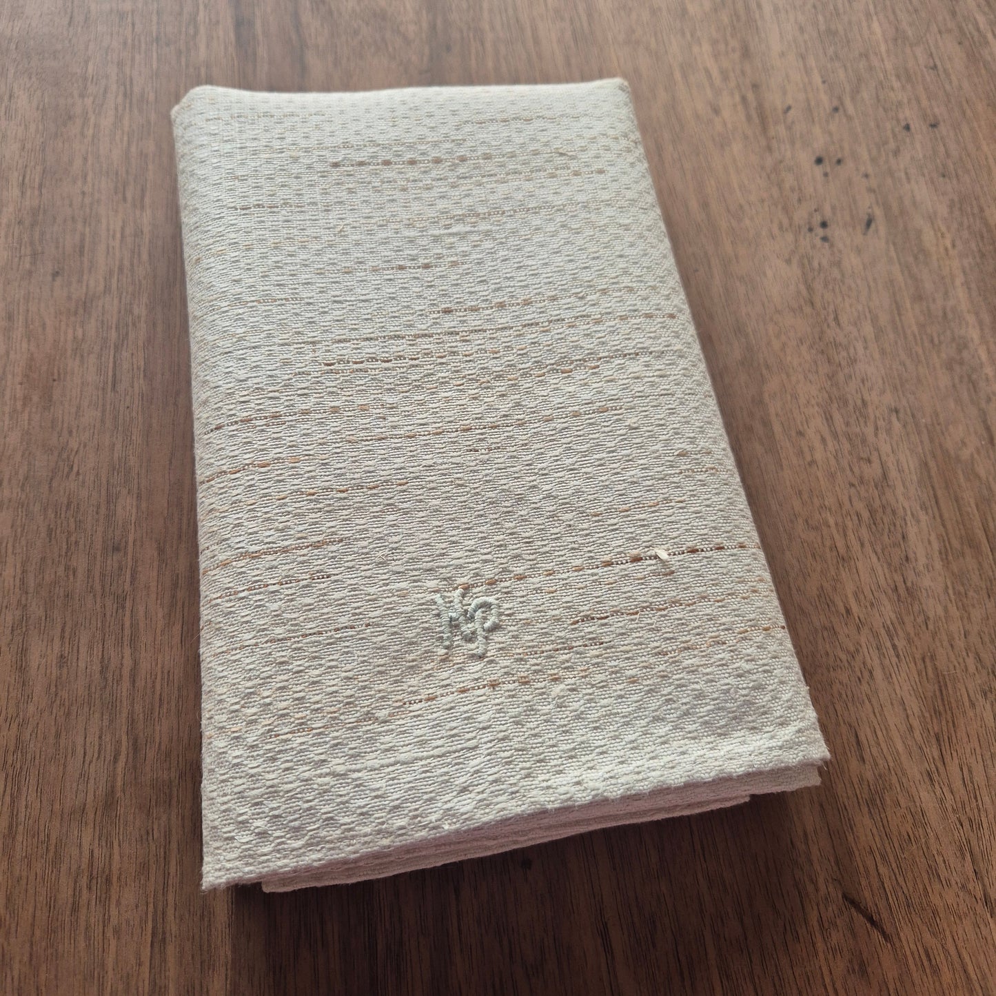 Antikes Jugendstil Leinen Küchen-&Geschirrtuch mit Monogramm H.P. beige/cremeweiß🤍