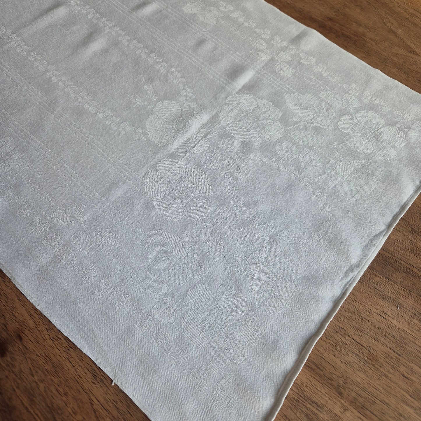 Antikes Jugendstil Küchen-&Geschirrtuch Damast Baumwolle weiß 45x95cm