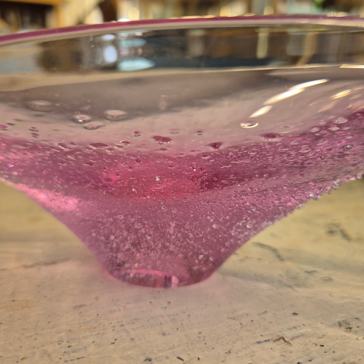 Mid-Century Space Age Glas Schale Kunstglas Vintage Rosa