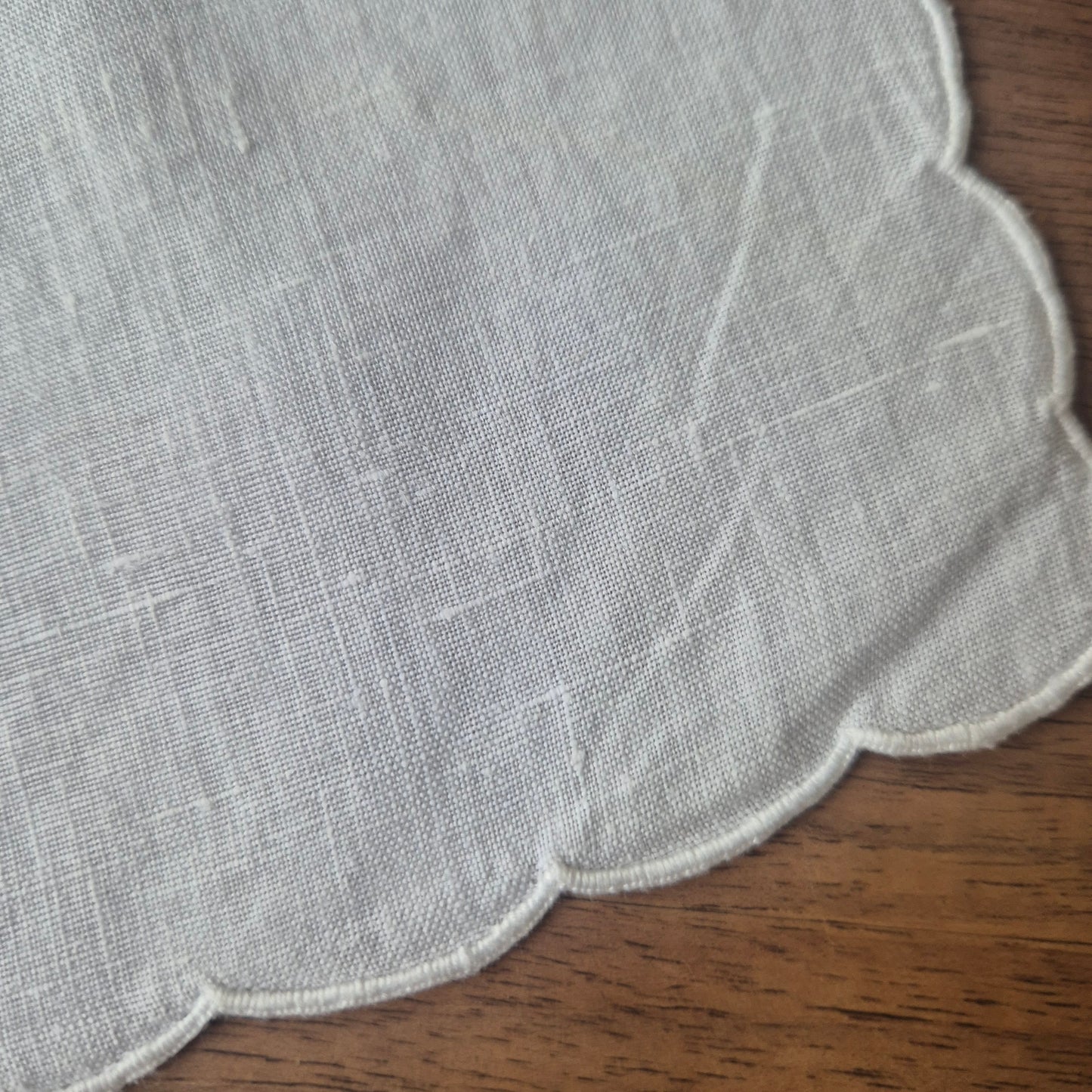 Antike Jugendstil Serviette/Mitteldecke weiß 44x40cm Baumwolle