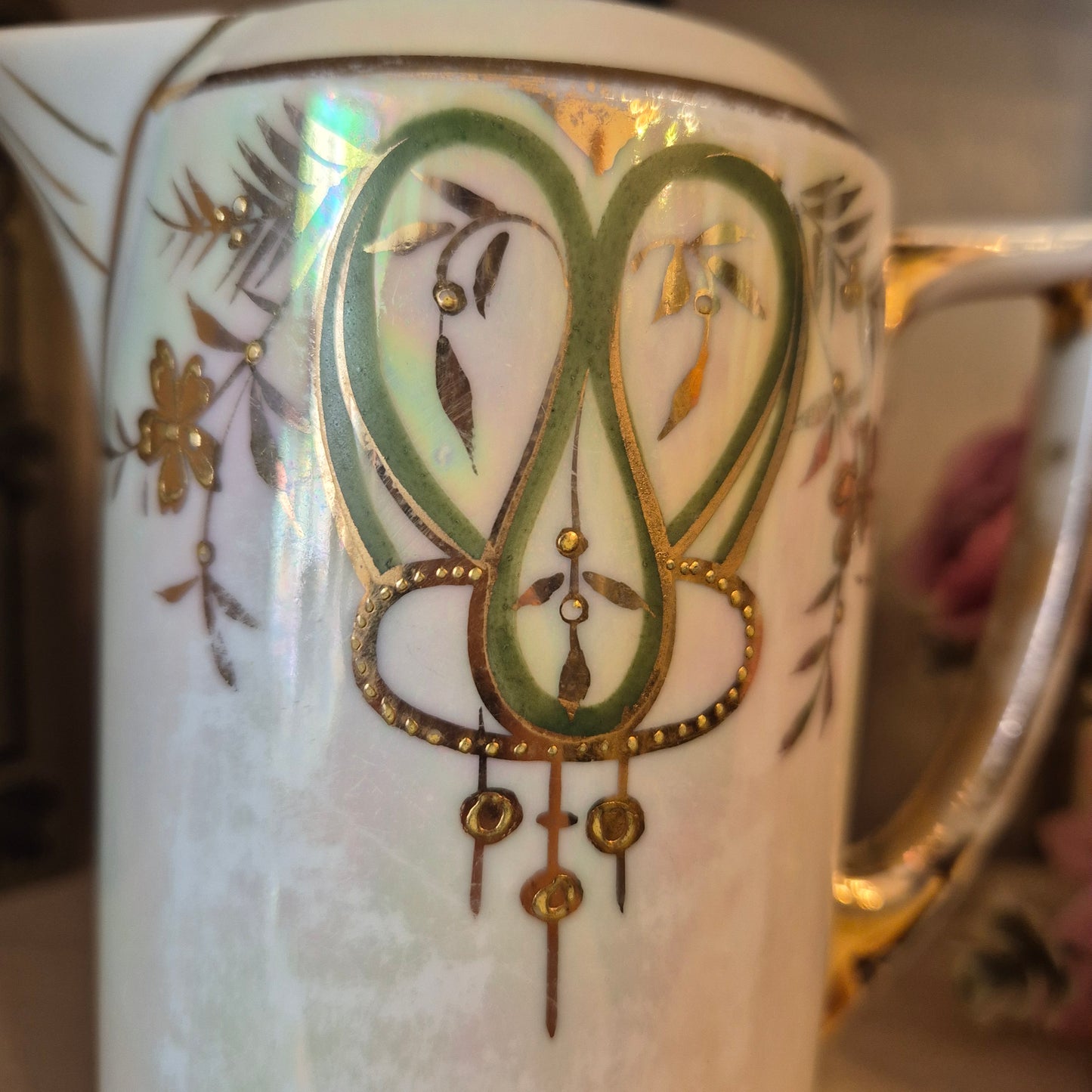 Handbemaltes böhmisches Jugendstil Kännchen Sahnekännchen